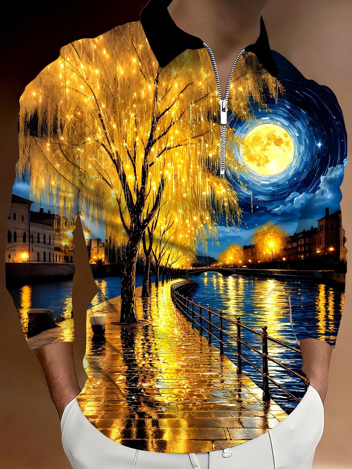 Street Men's Long Sleeve Zipper Polo