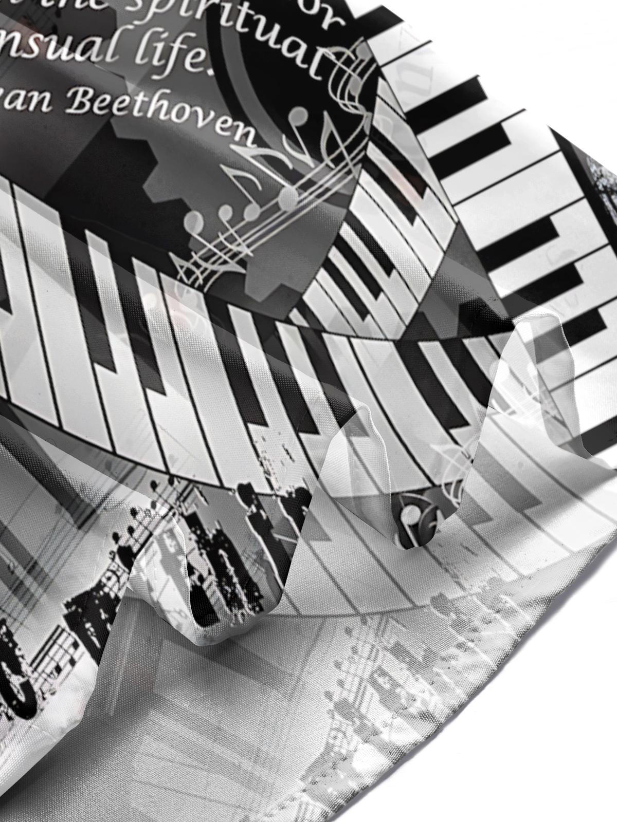 Note Piano Art Print Men's Pocket Long Sleeve Shirts