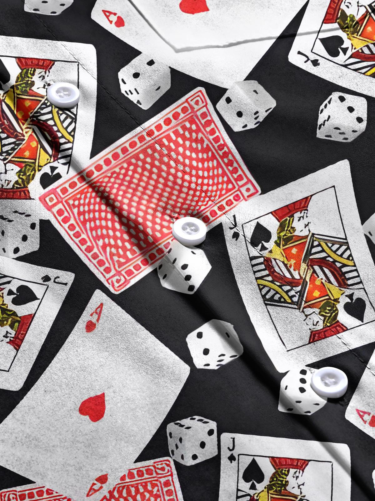 Poker Dice Print Men's Pocket Short Sleeve Shirts