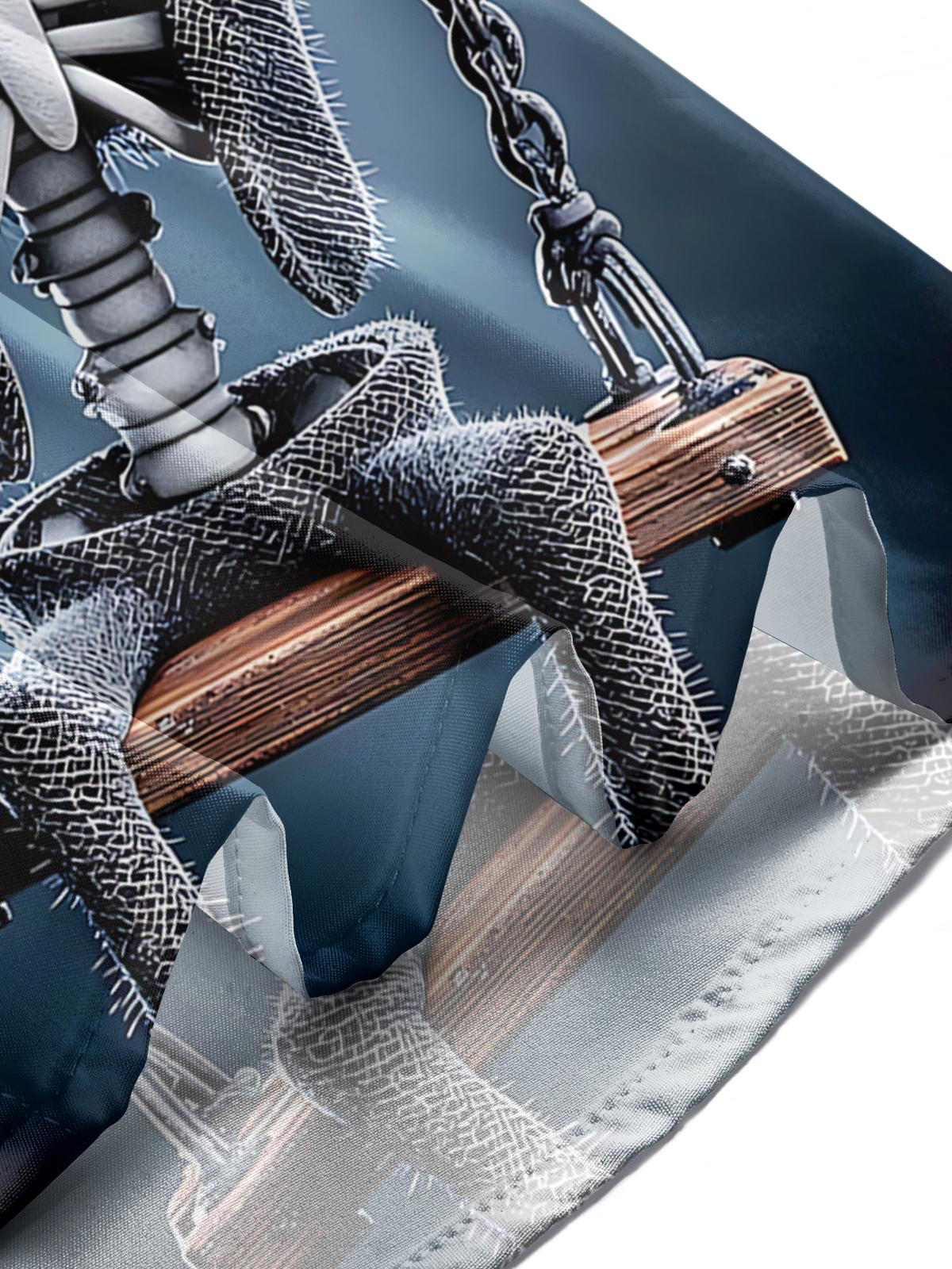 Funny Skull Swing Print Men's Pocket Long Sleeve Shirts