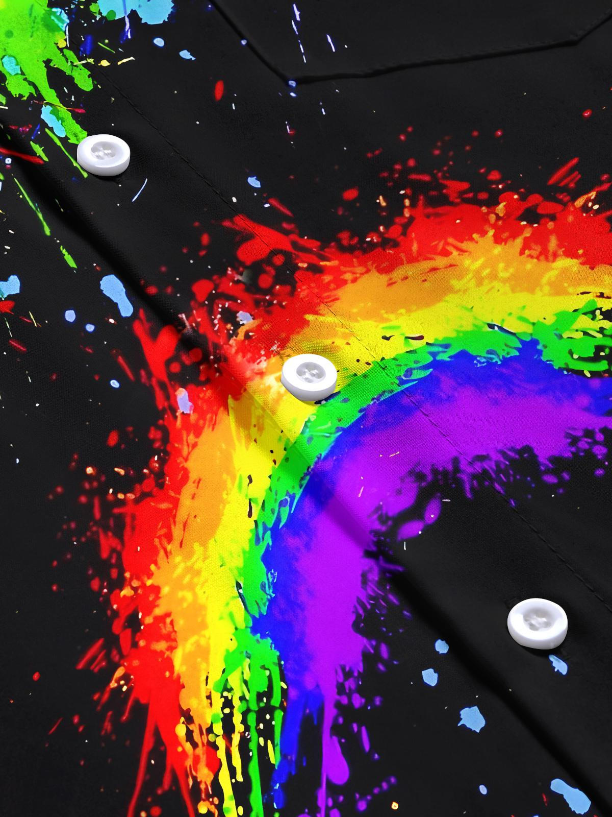 Tie Dye Rainbow Men's Pocket Short Sleeve Shirts