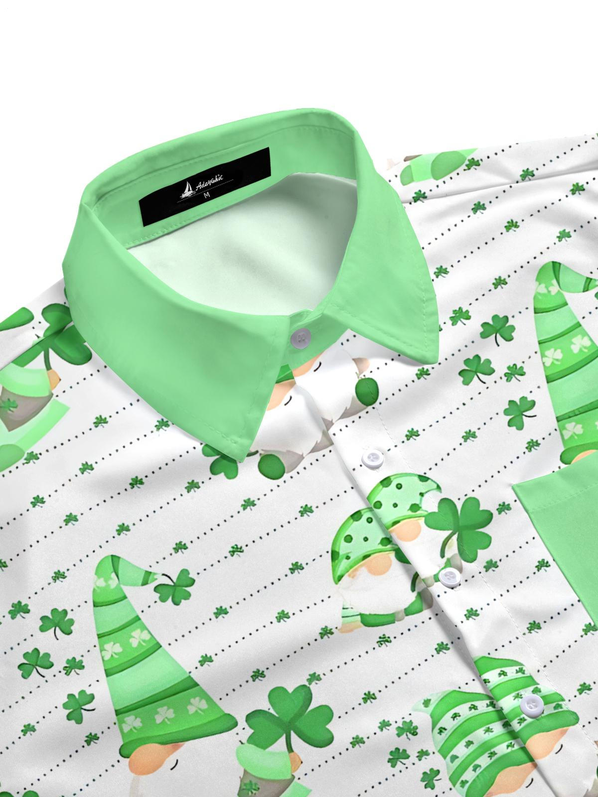 Dwarf Clover Print Men's Pocket Short Sleeve Shirts