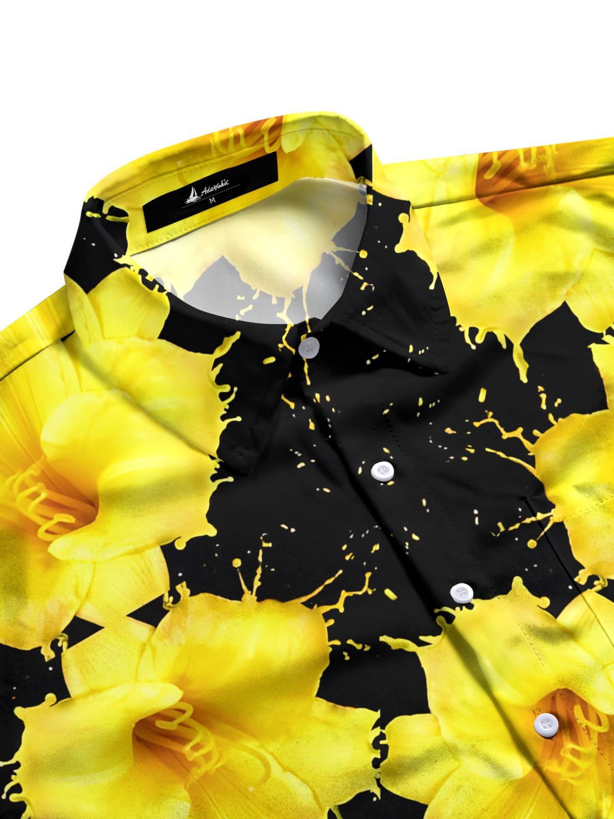 Floral Print Men's Pocket Short Sleeve Shirts