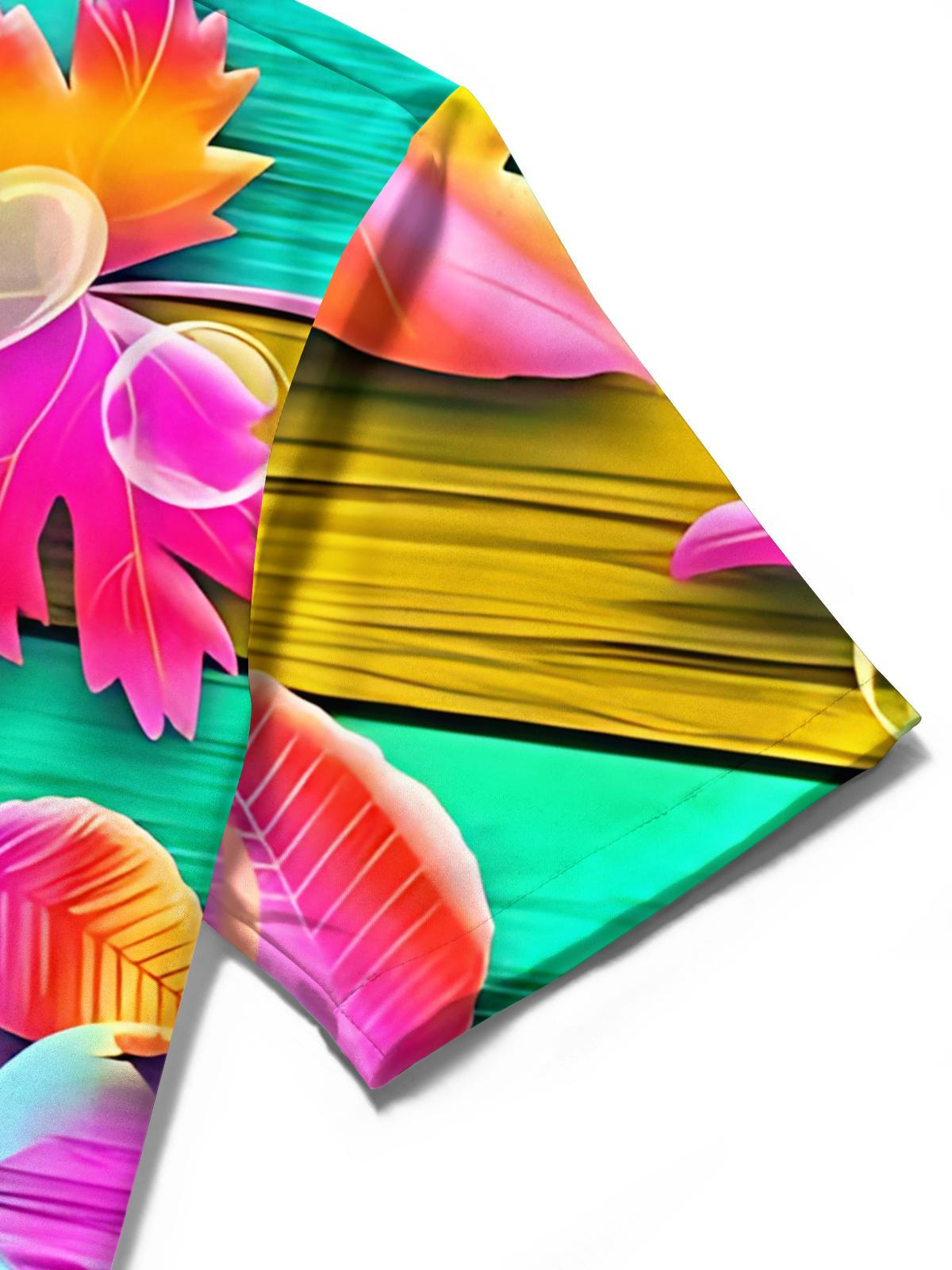 Leaf Print Men's Pocket Short Sleeve Shirts