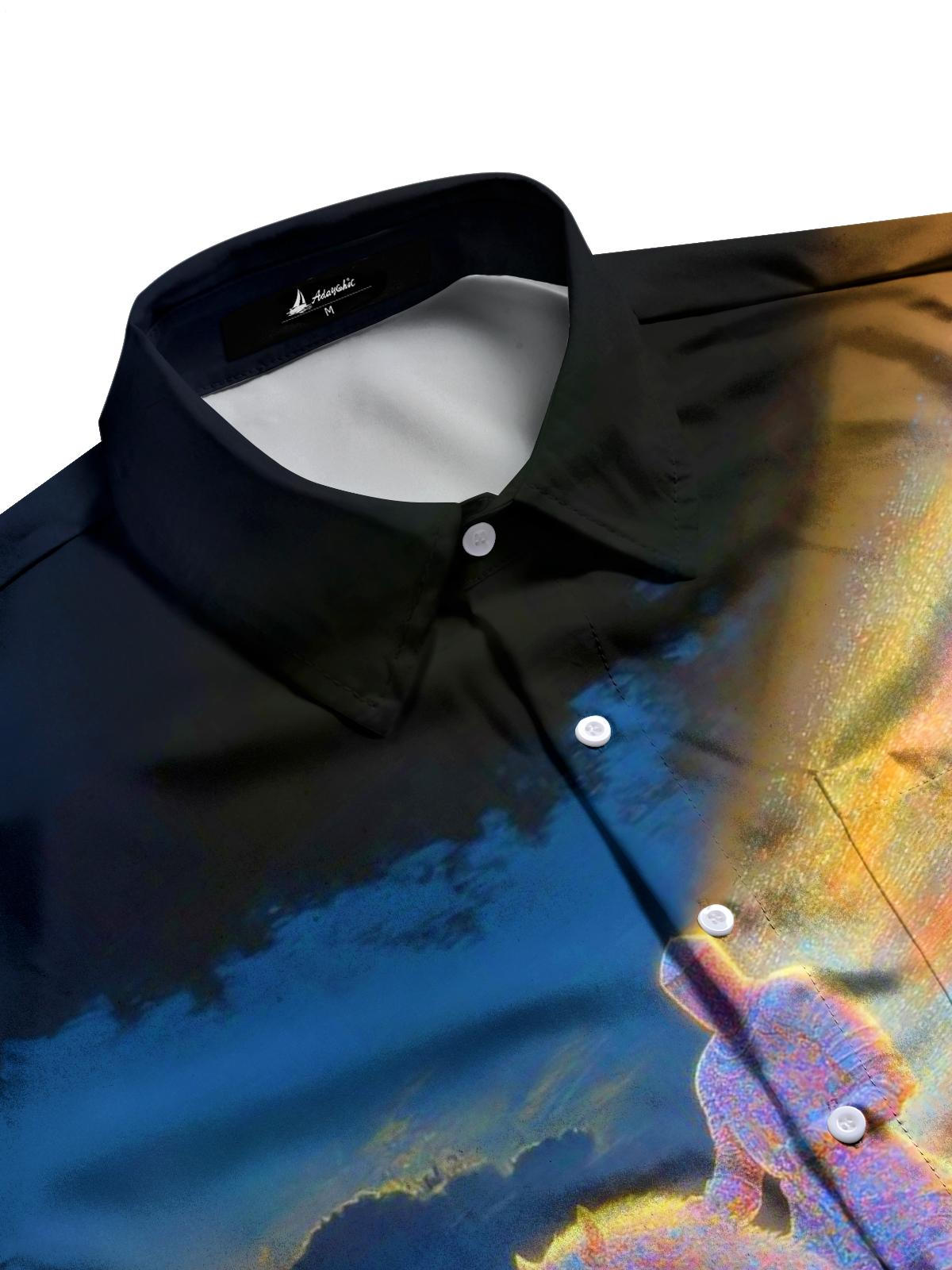 Knight Art Print Men's Pocket Long Sleeve Shirts