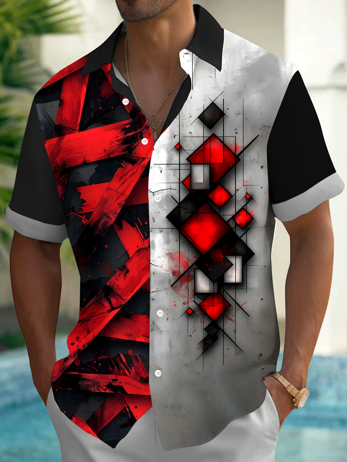 Geometry Men's Pocket Short Sleeve Shirts