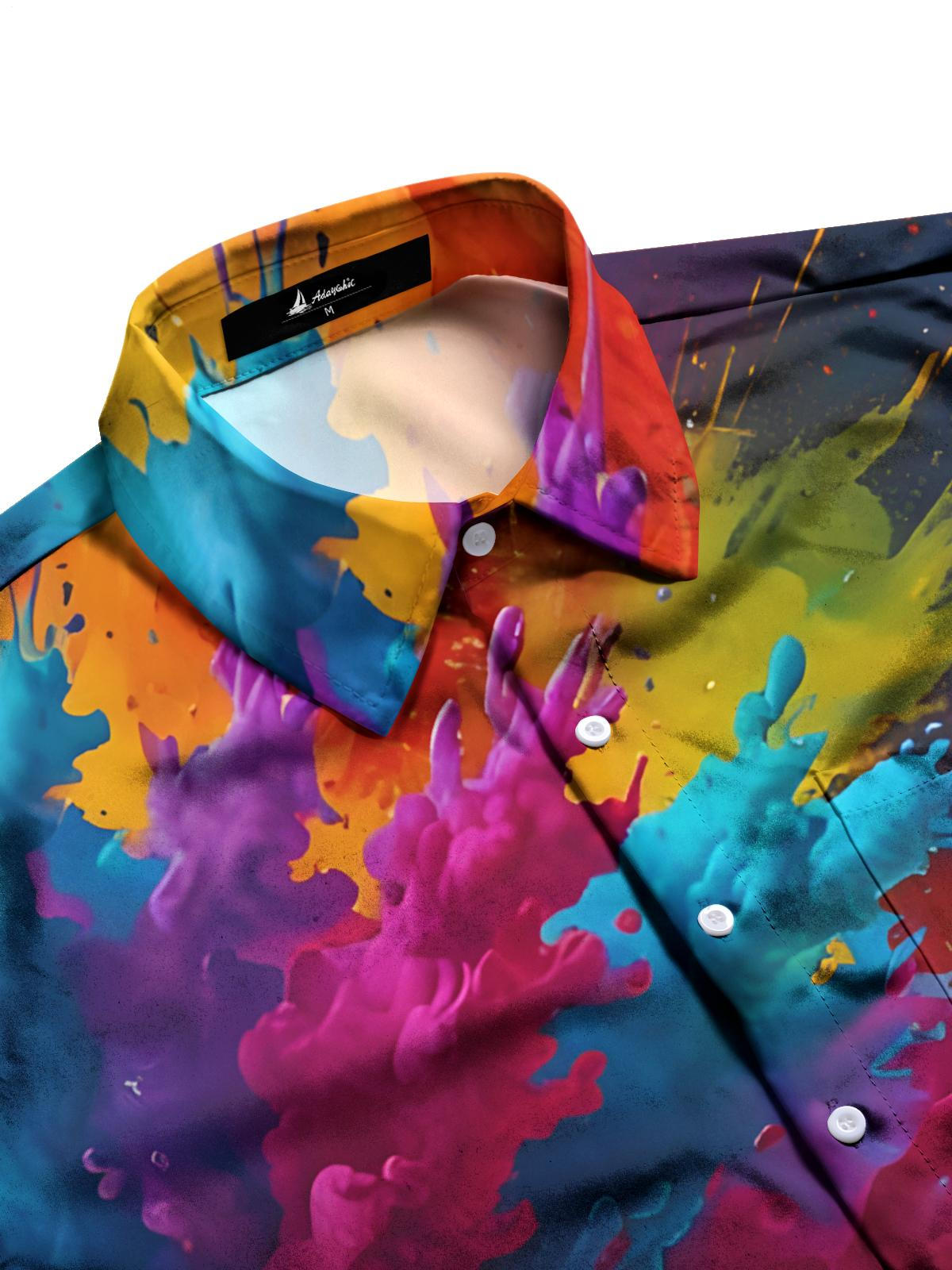 Hawaiian Splash Print Men's Pocket Short Sleeve Shirts