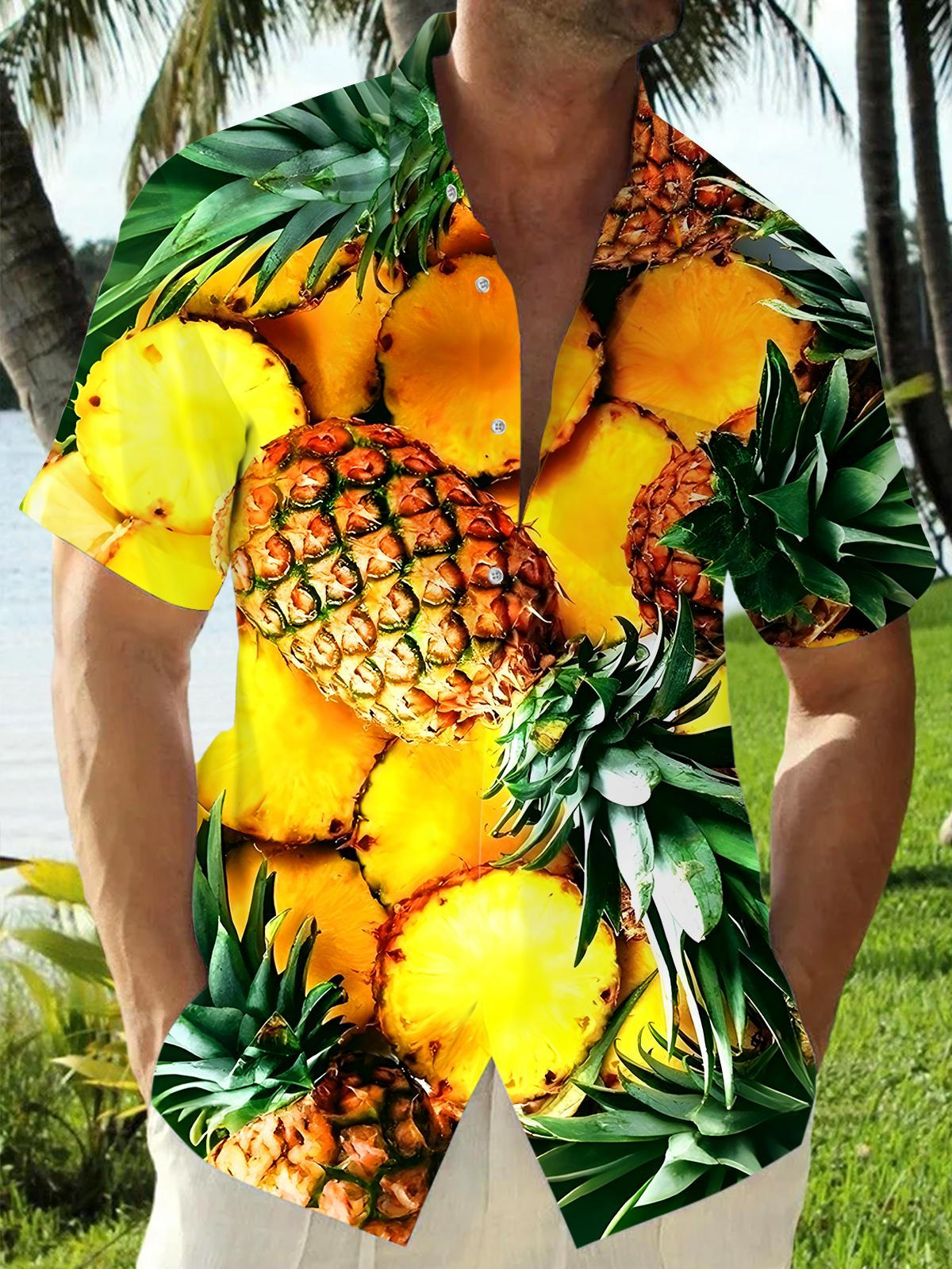 Pineapple Men's Pocket Short Sleeve Shirts
