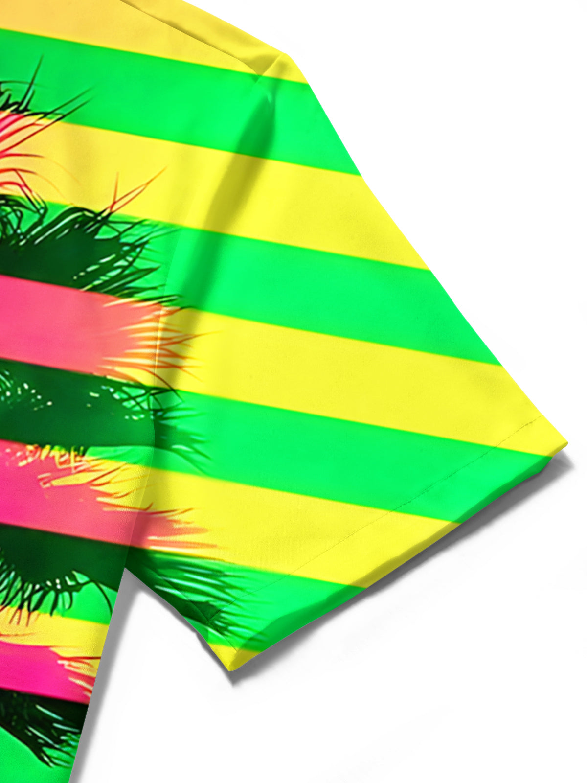 Coconut Tree Stripe Print Men's Pocket Short Sleeve Shirts