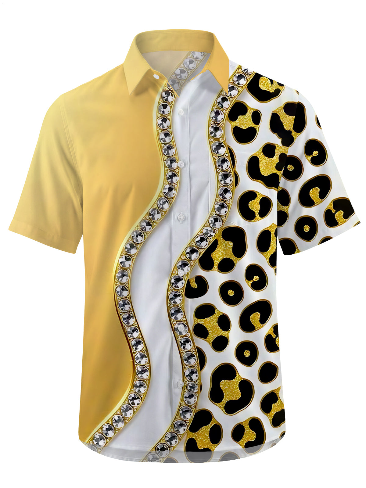 Leopard Print Art Print Men's Pocket Short Sleeve Shirts