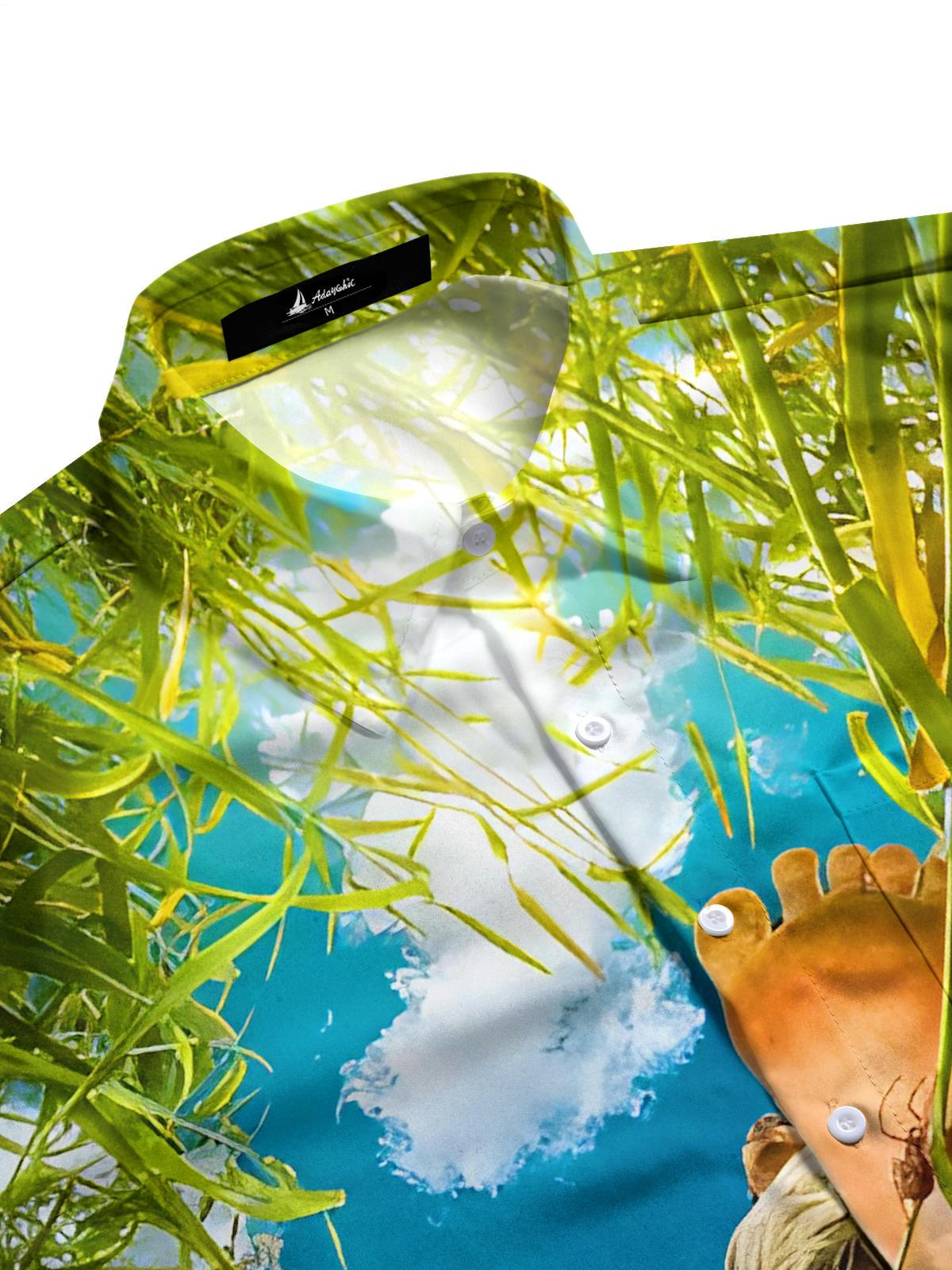 Fun Grass Feet Stepping Ants Men's Pocket Short Sleeve Shirts