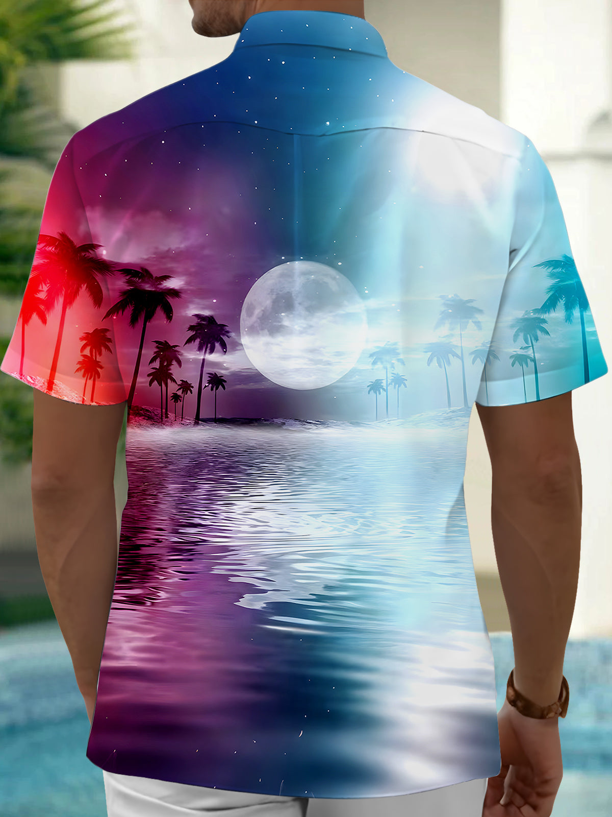 Hawaiian Coconut Tree Men's Pocket Short Sleeve Shirts