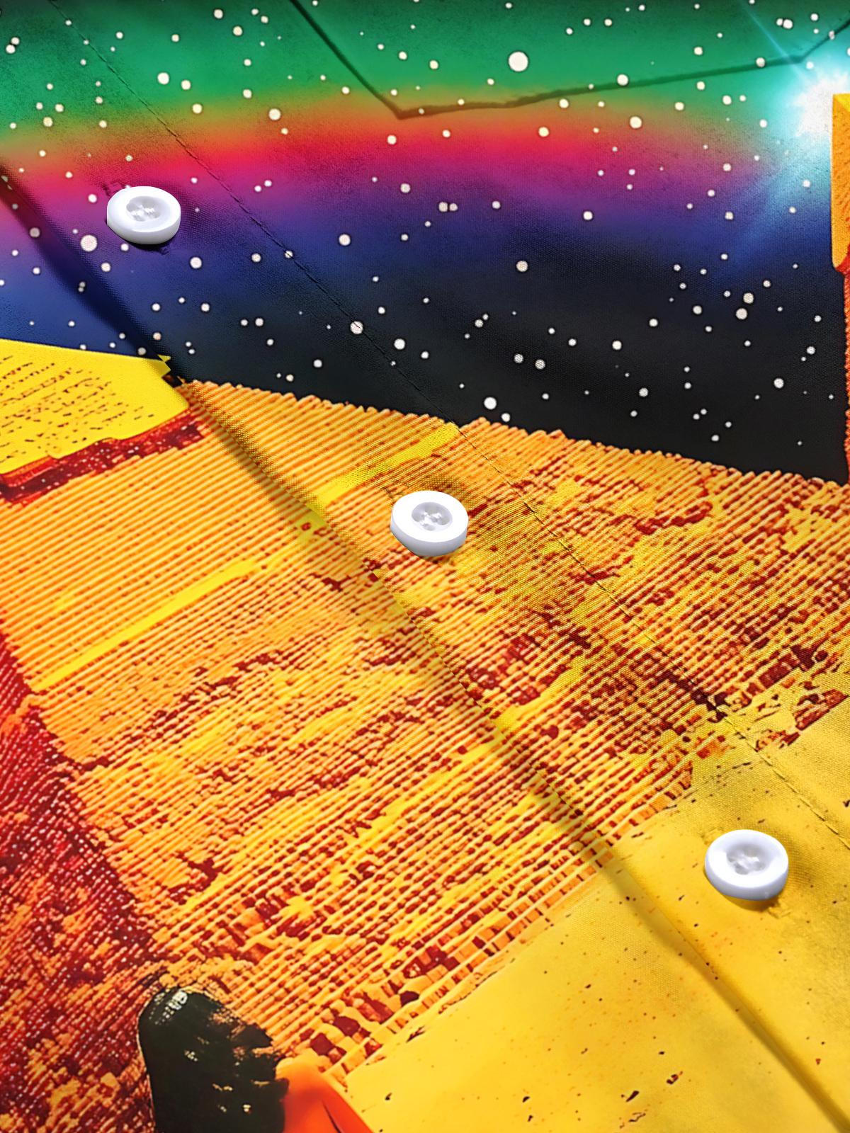 Pyramid Art Print Men's Pocket Short Sleeve Shirts