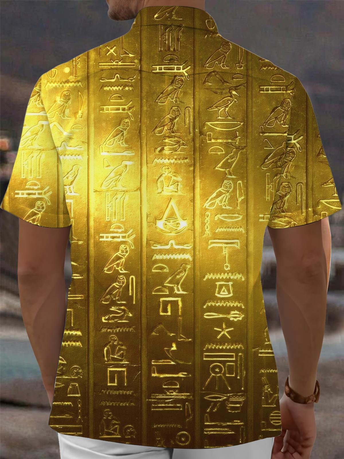 Vintage Engraving Art Print Men's Pocket Short Sleeve Shirts