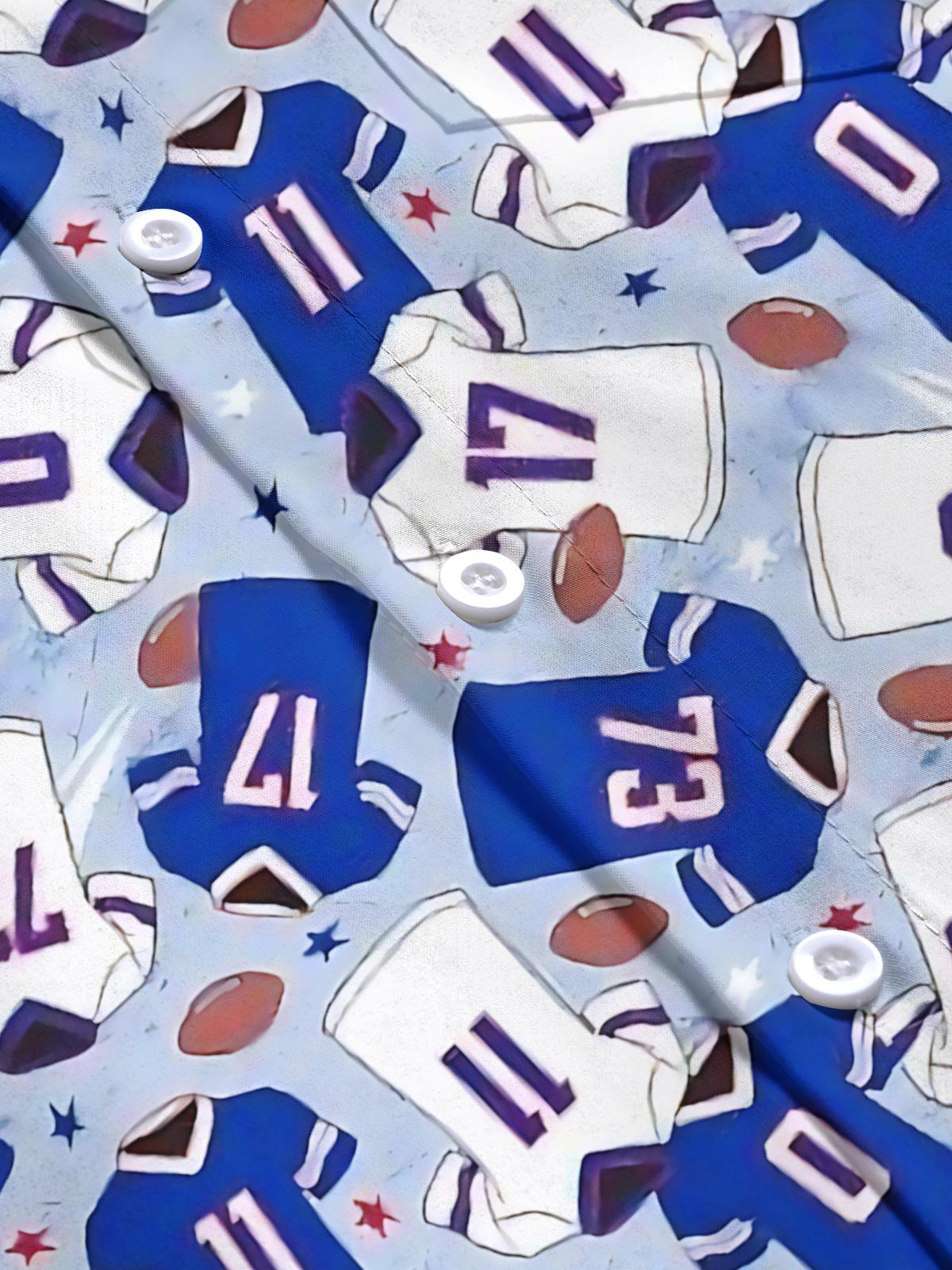 Football Jersey Print Men's Pocket Short Sleeve Shirts