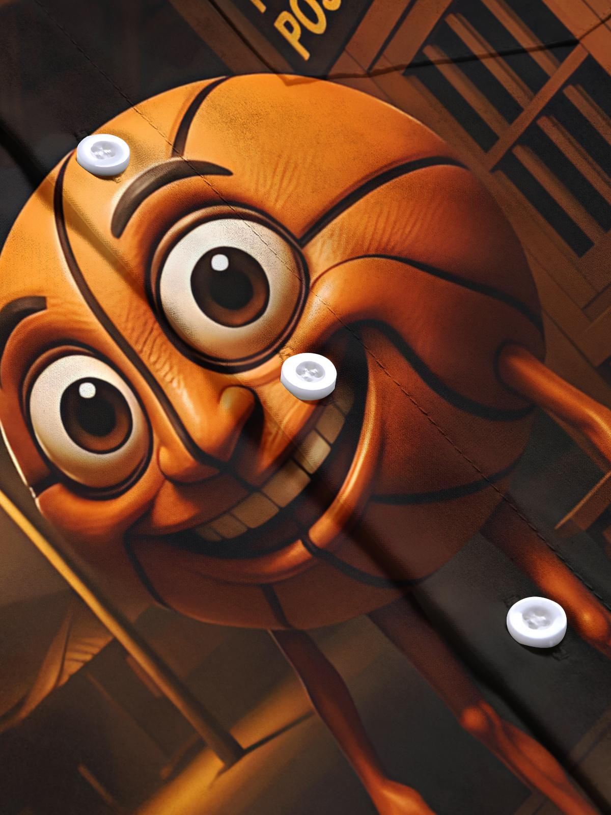 Fun Basketball Print Men's Pocket Short Sleeve Shirts