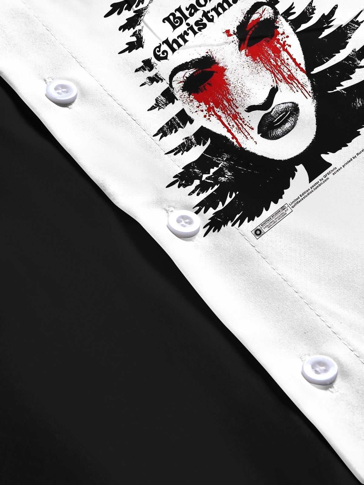 Black Christmas Print Men's Pocket Short Sleeve Shirts