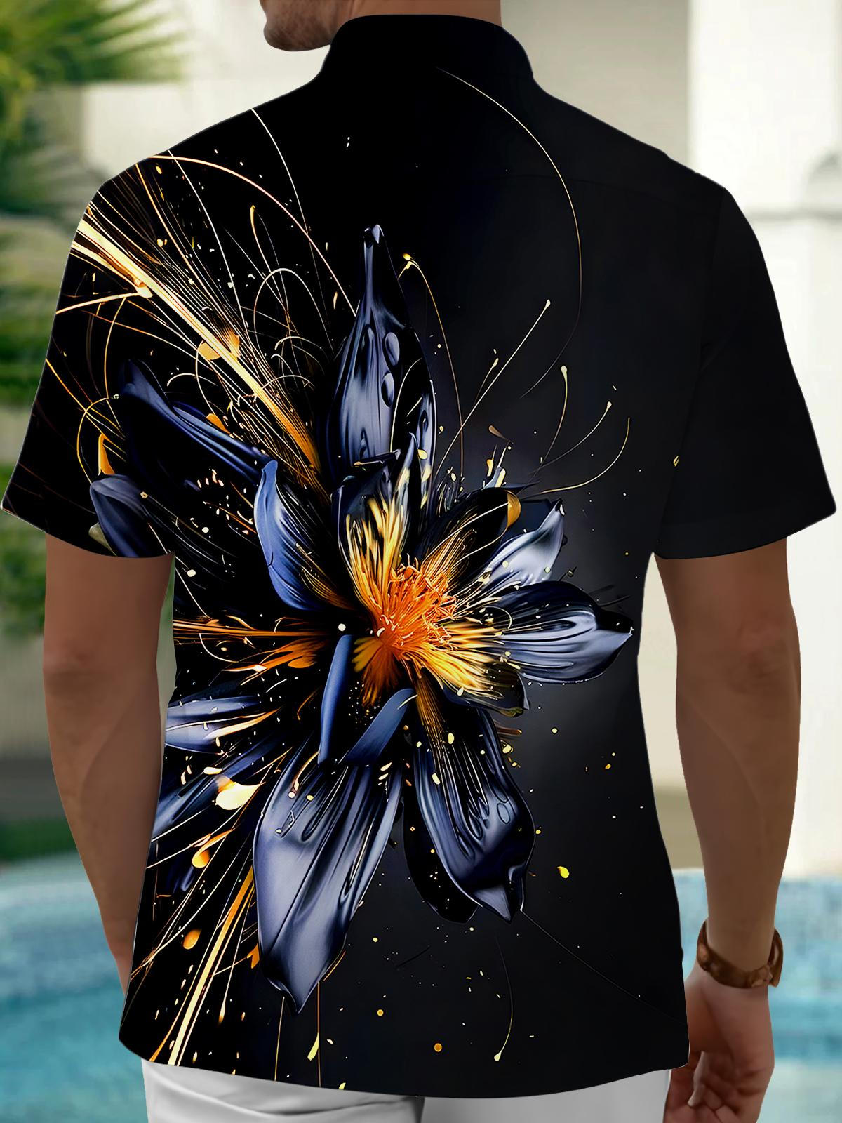 Floral Men's Pocket Short Sleeve Shirts