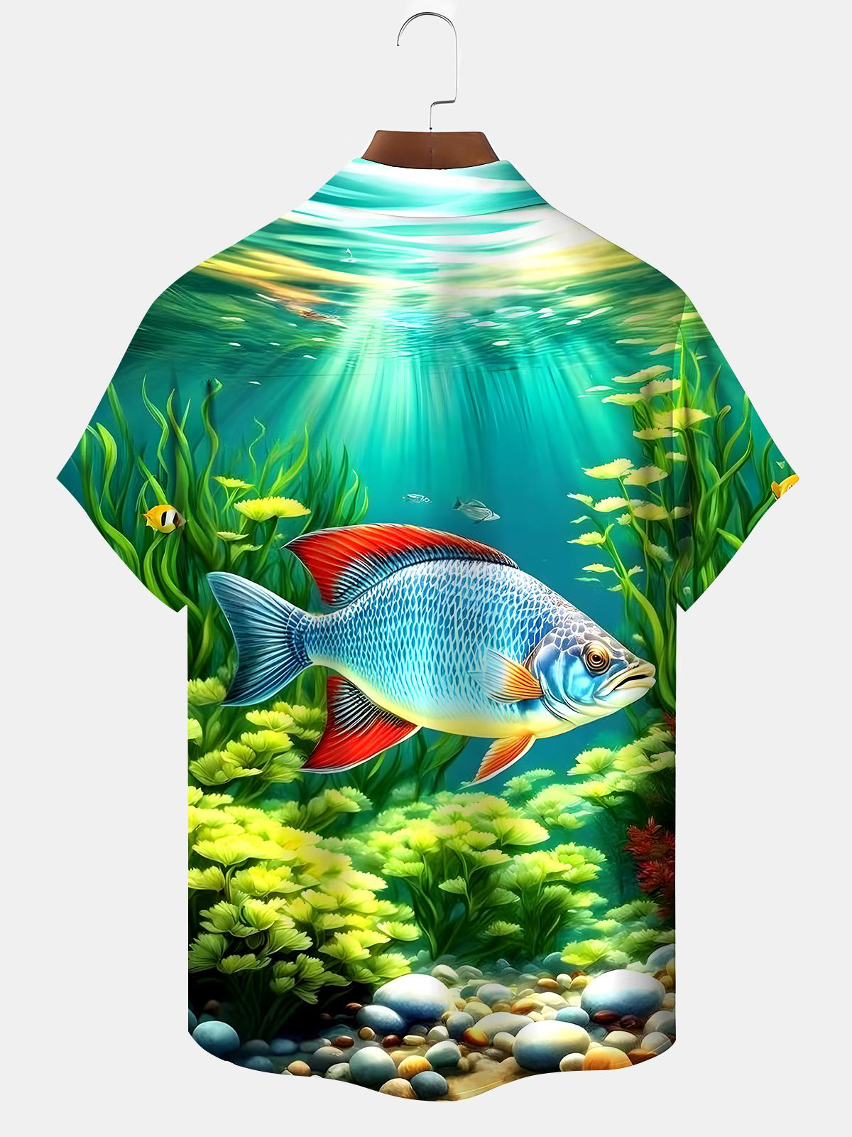 Hawaiian Fish Men's Pocket Short Sleeve Shirts