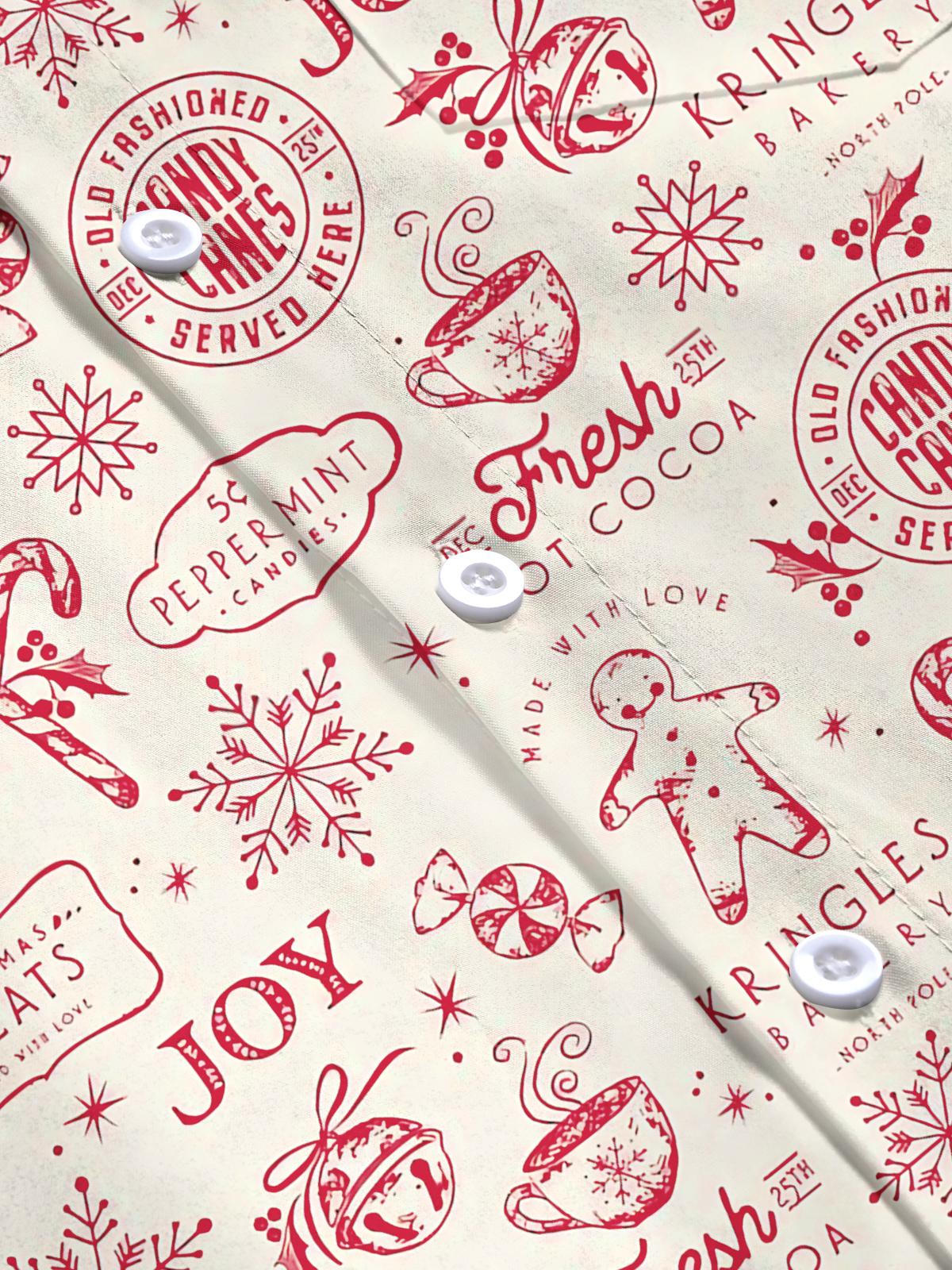 Christmas Print Men's Pocket Long Sleeve Shirts