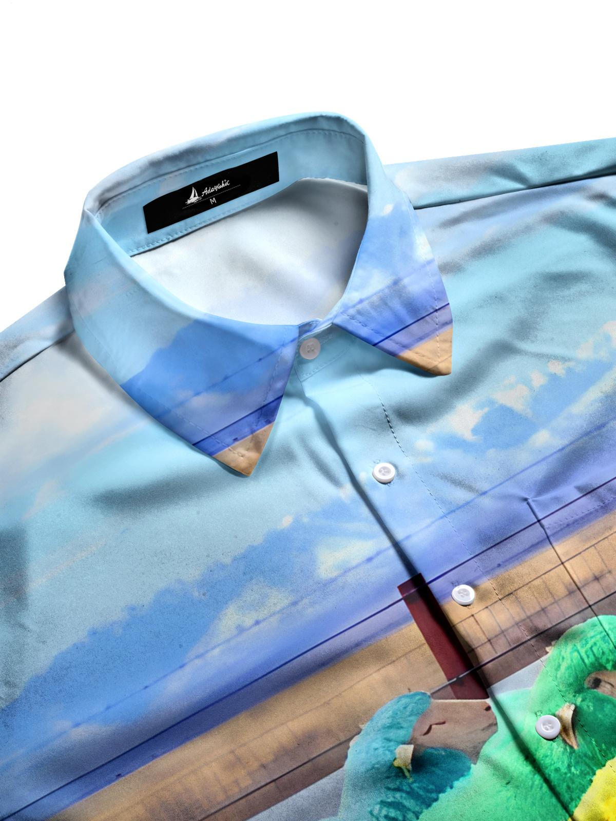 Sheep Print Men's Pocket Short Sleeve Shirts