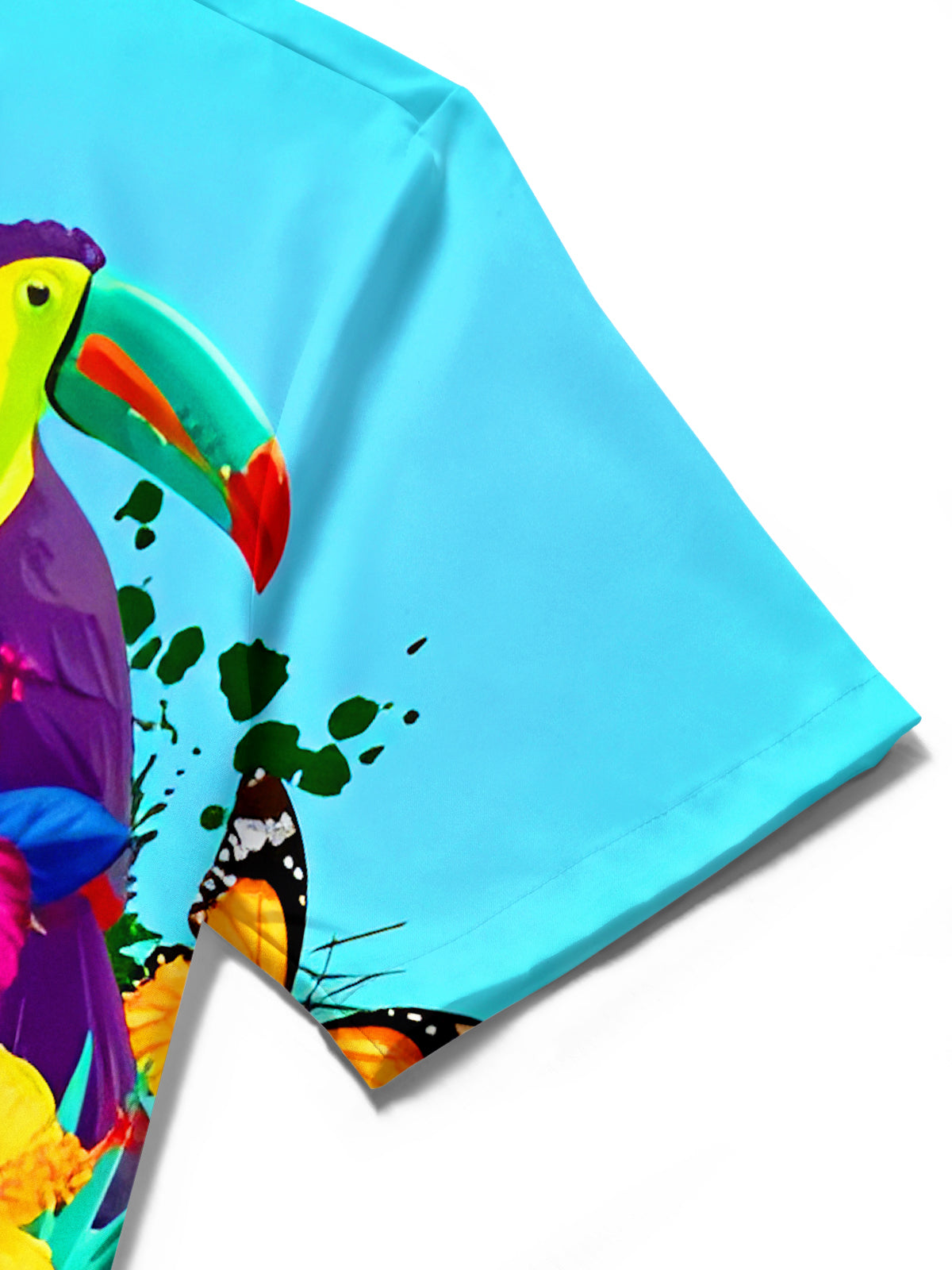 Hawaiian Cheetah Parrot Butterfly Flower Leaf Men's Pocket Short Sleeve Shirts