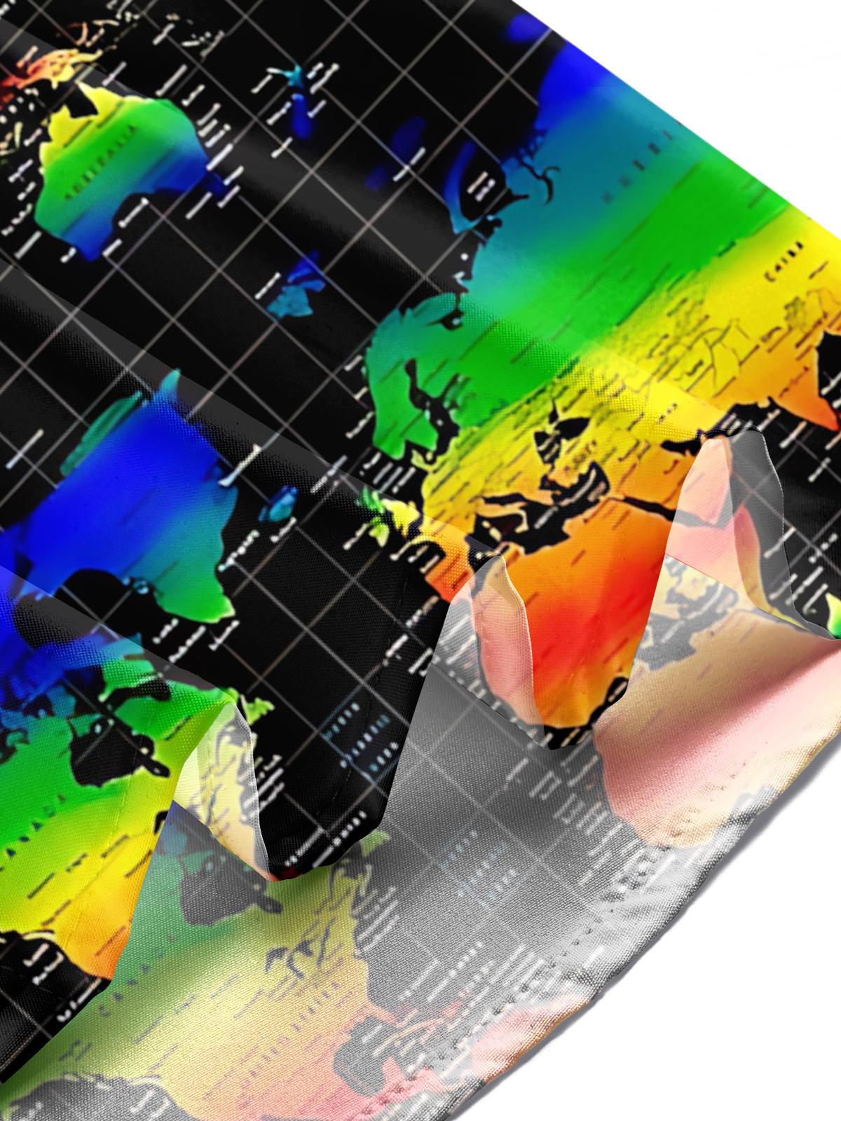 Map Print Men's Pocket Short Sleeve Shirts