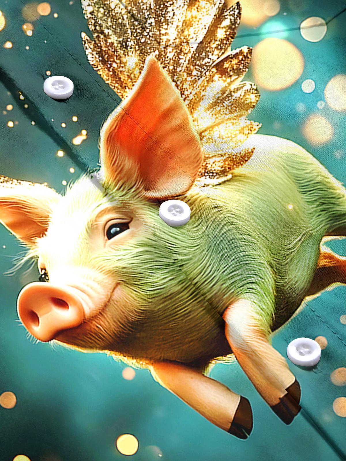 Funny Pig Men's Pocket Short Sleeve Shirts