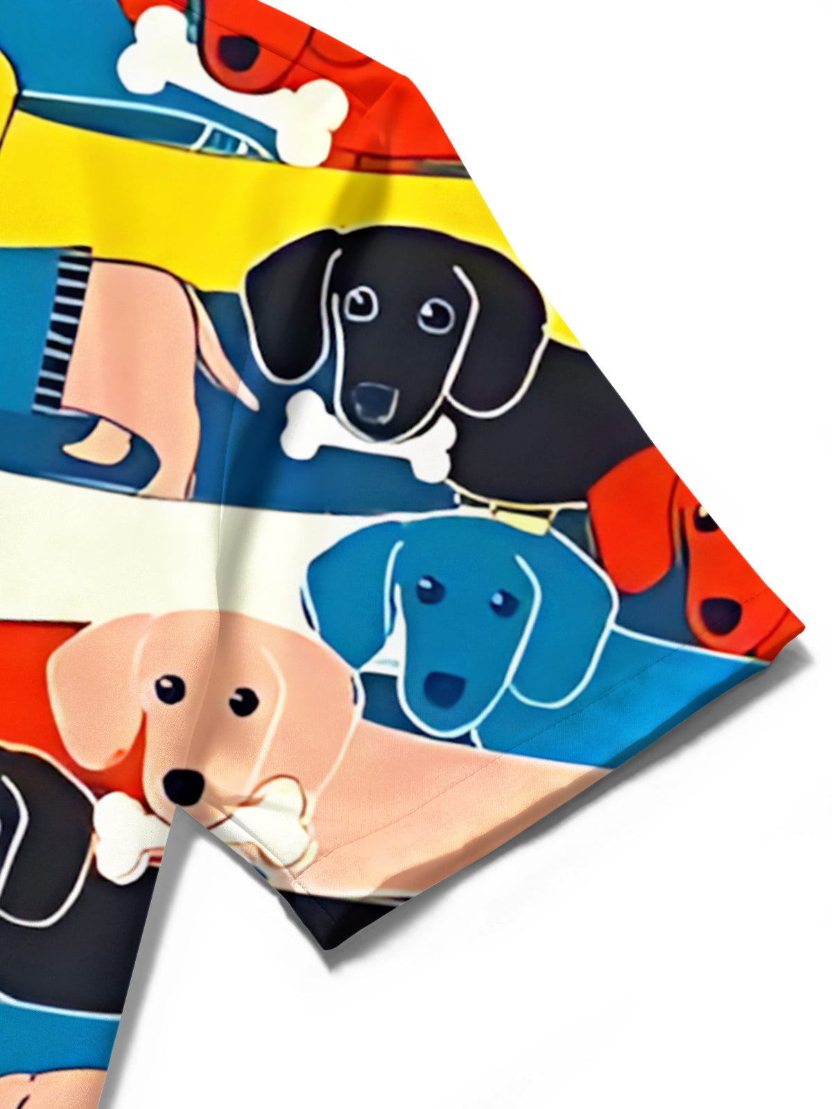 Dachshund Print Men's Pocket Short Sleeve Shirts