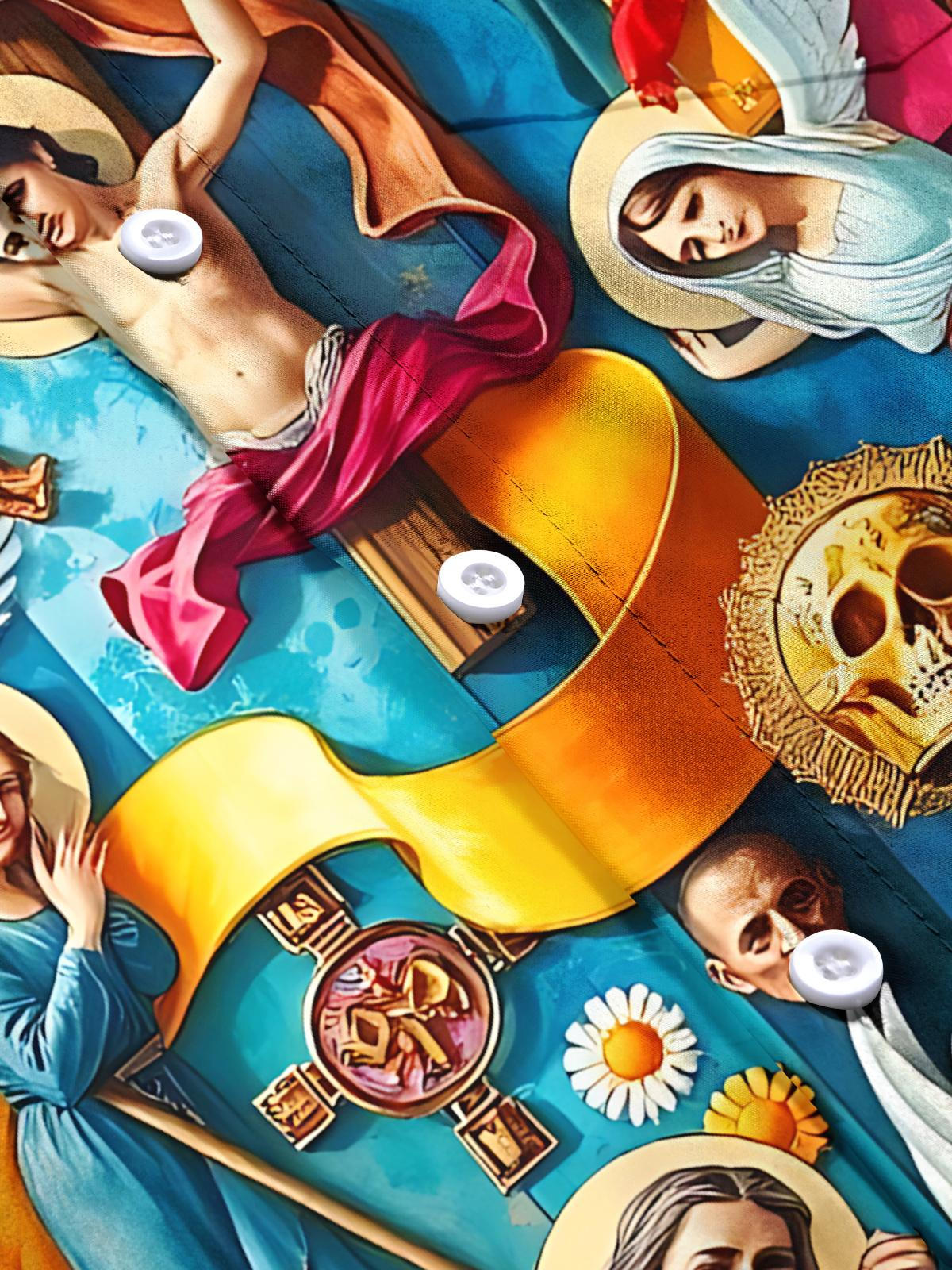 Christian Figure Art Print Men's Pocket Short Sleeve Shirts