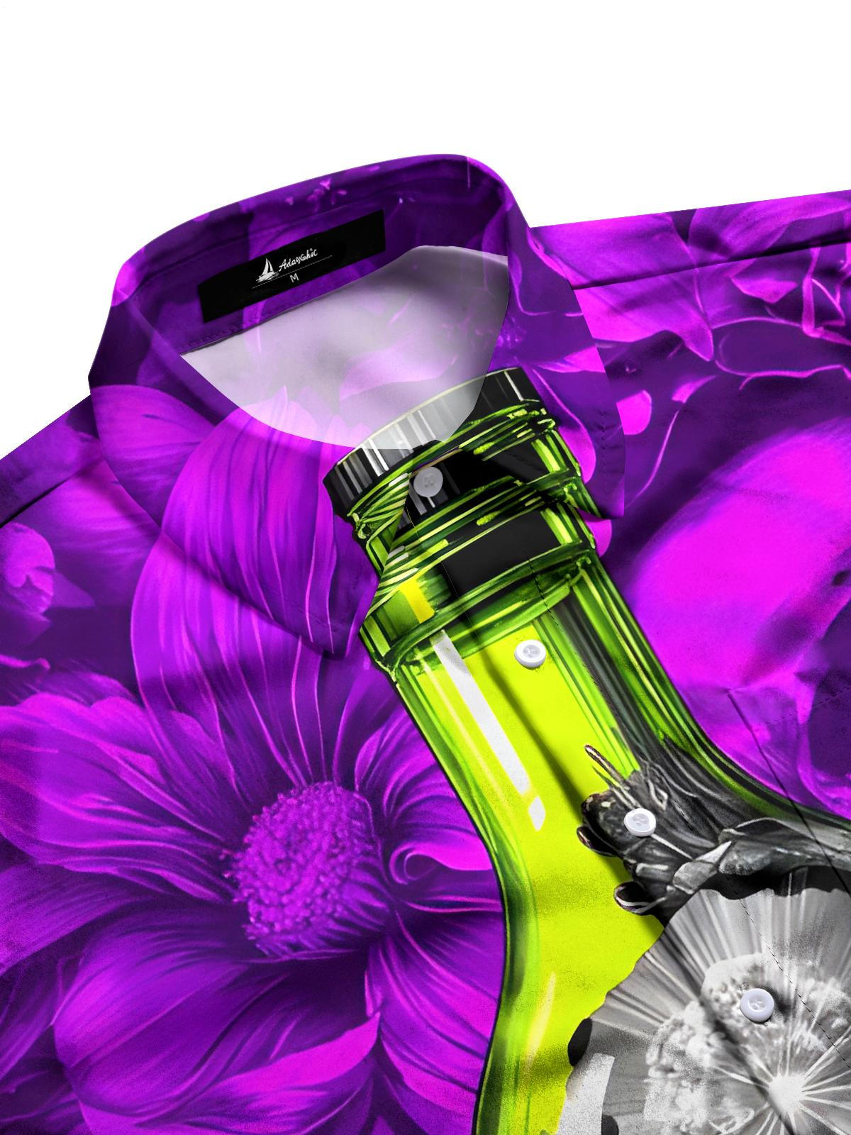 Skull Bottle Men's Pocket Short Sleeve Shirts