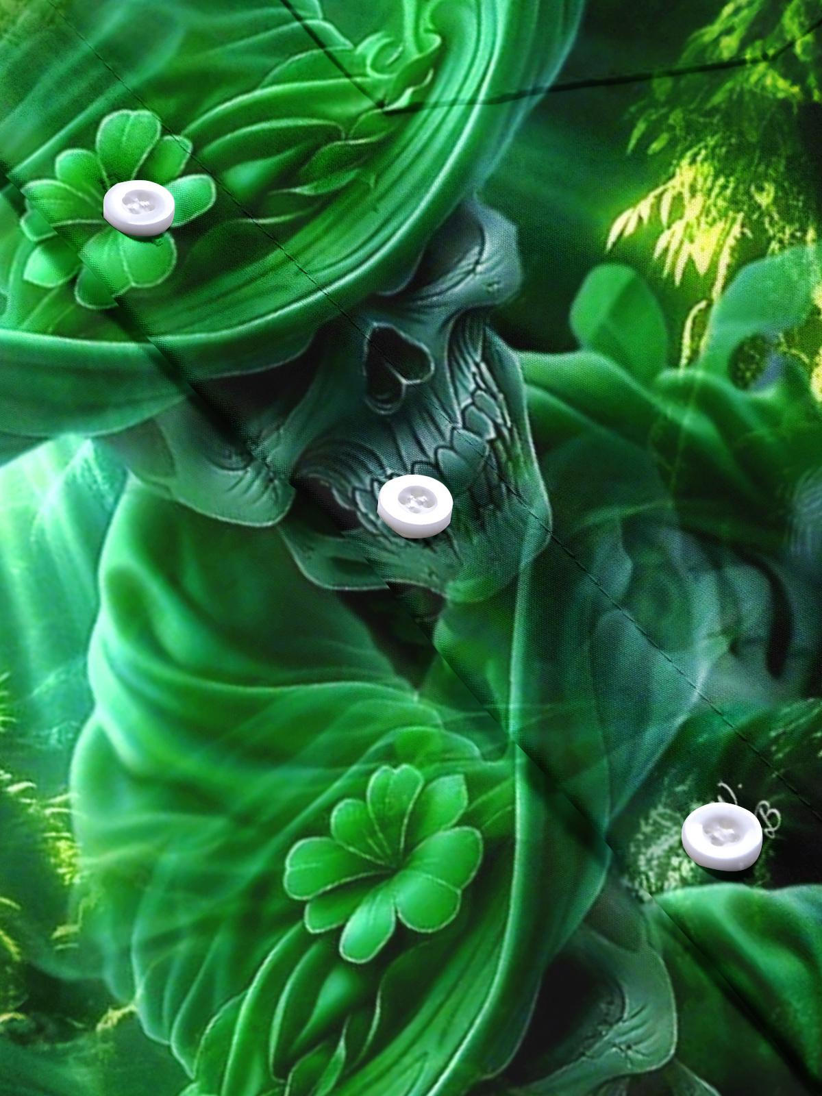 St. Patrick's Day Skull Print Men's Pocket Short Sleeve Shirts