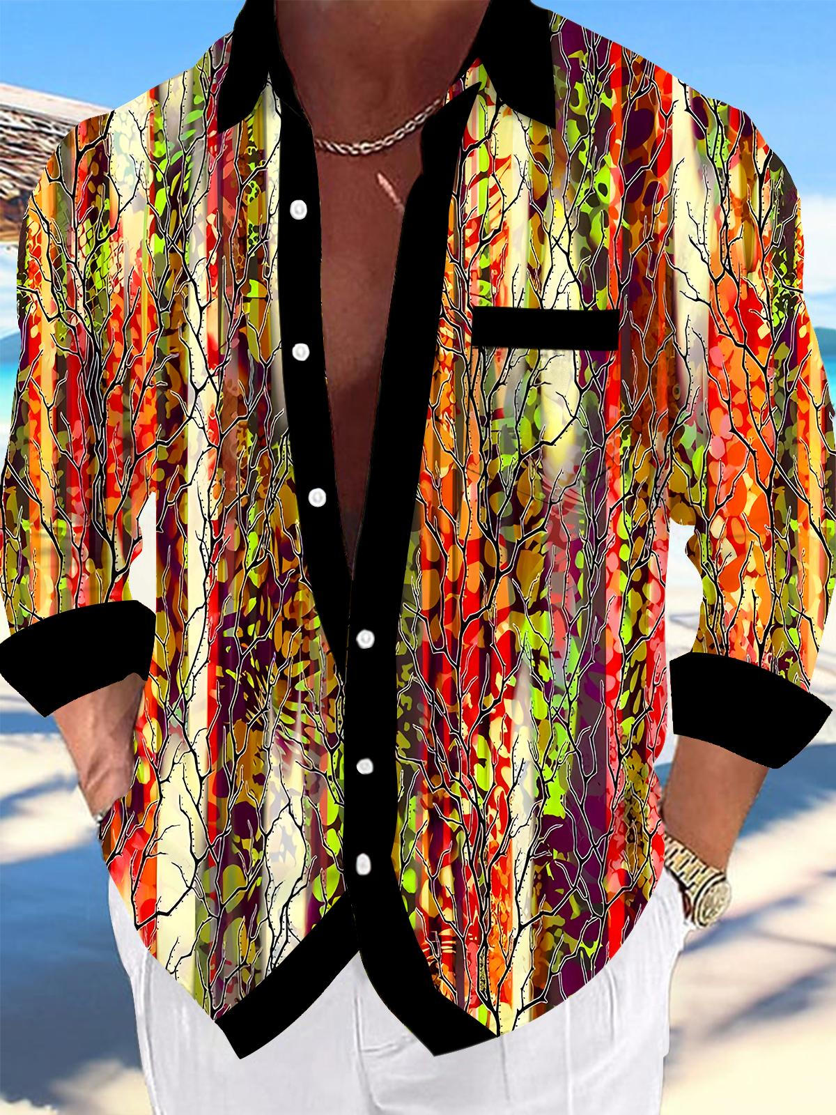 Tie Dye Men's Pocket Long Sleeve Shirts