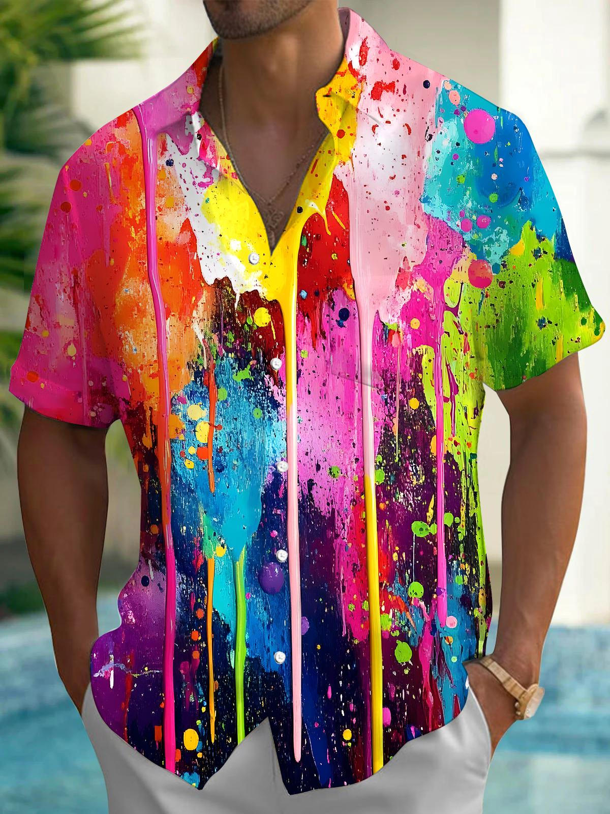 Tie Dye Men's Pocket Short Sleeve Shirts