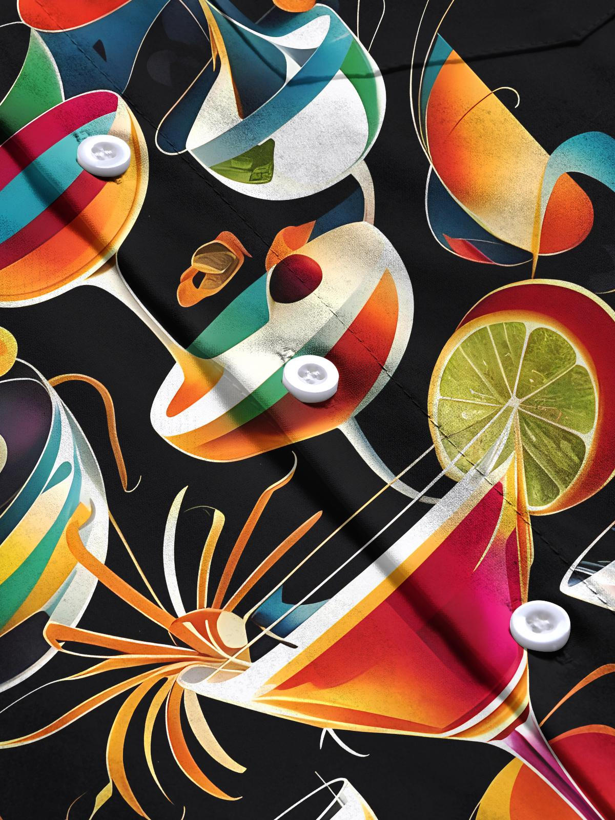 Wine Glass Men's Pocket Short Sleeve Shirts