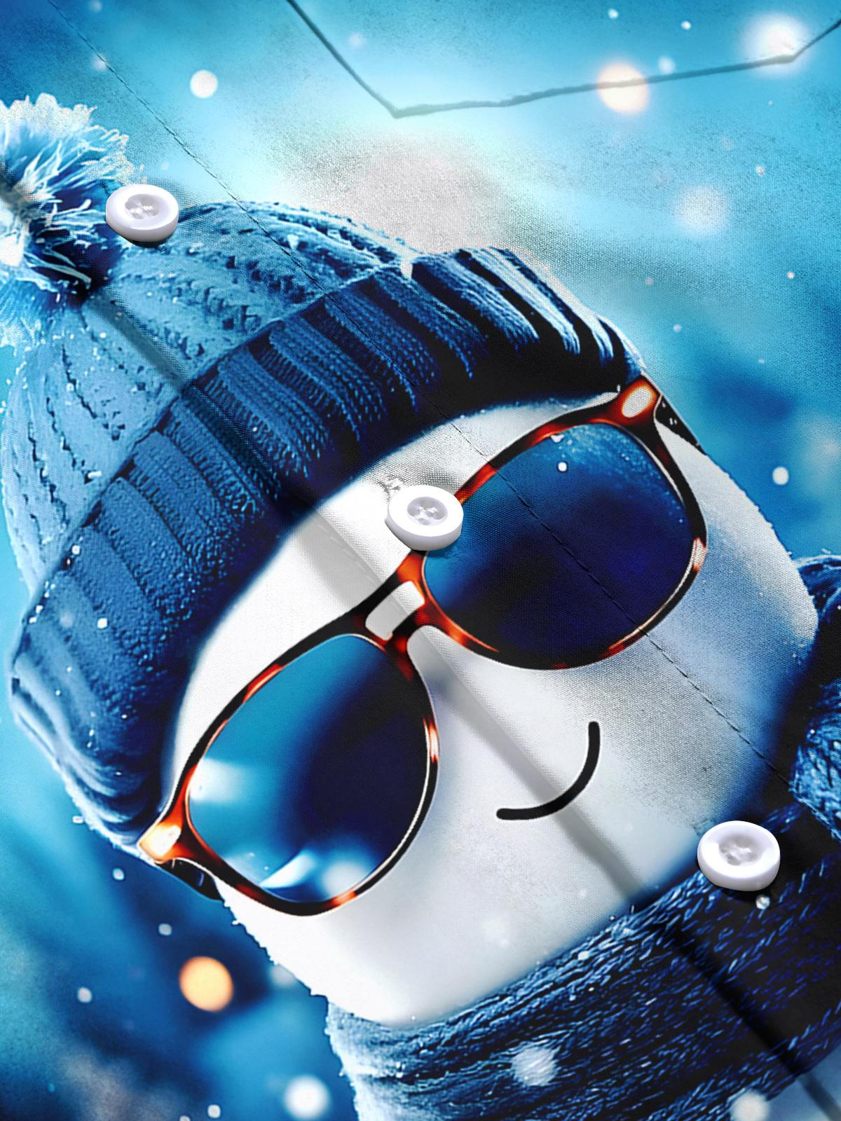 Sunglasses Snowman Men's Pocket Long Sleeve Shirts