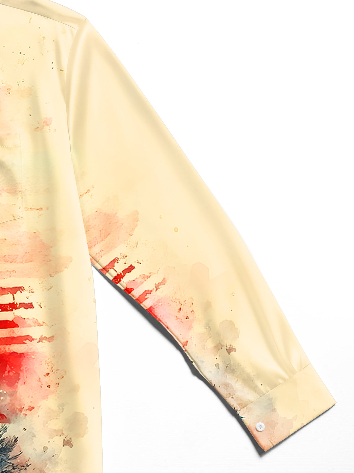 Christmas Tree American Flag Men's Pocket Long Sleeve Shirts