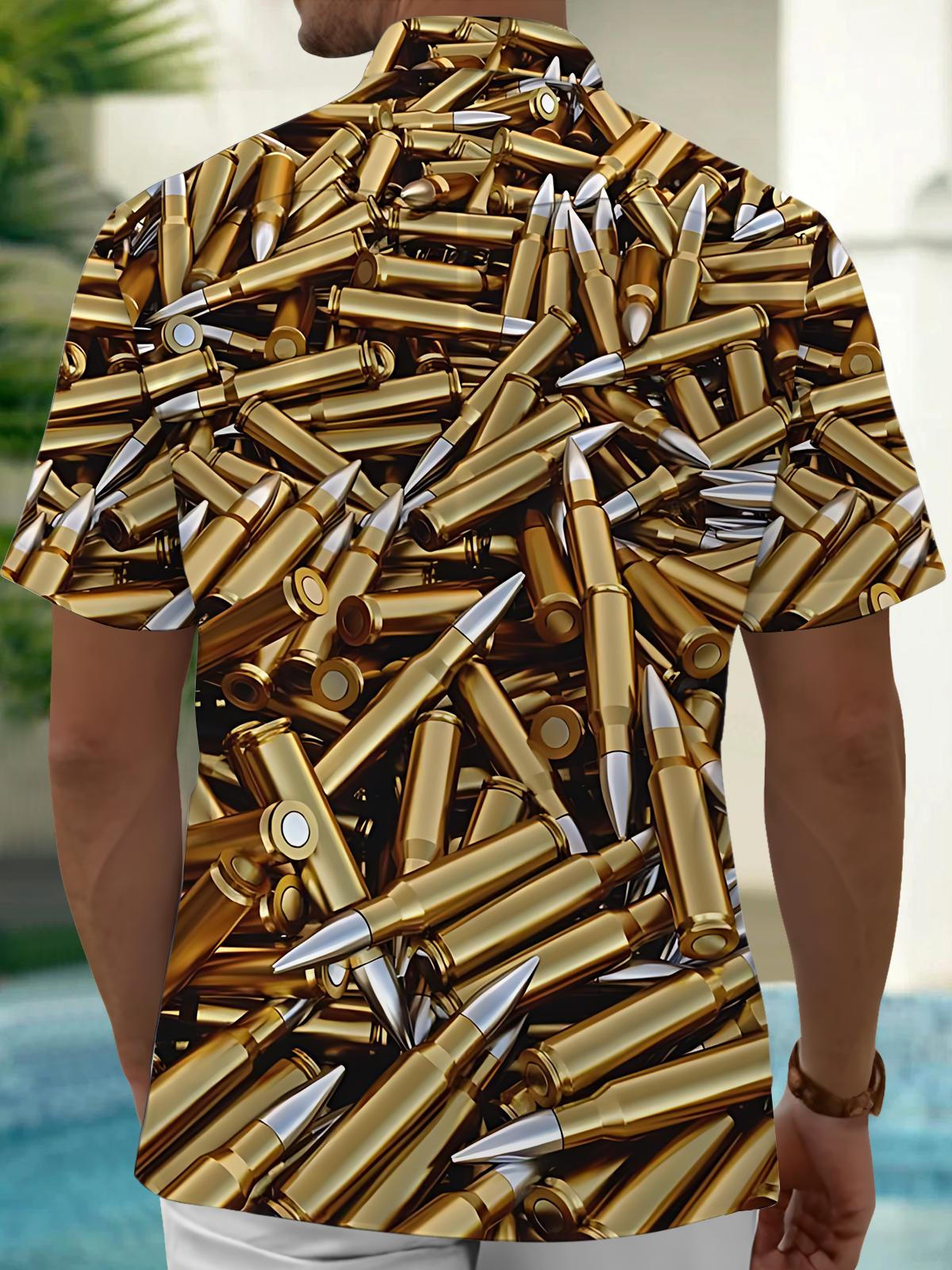 Bullet Print Men's Pocket Short Sleeve Shirts