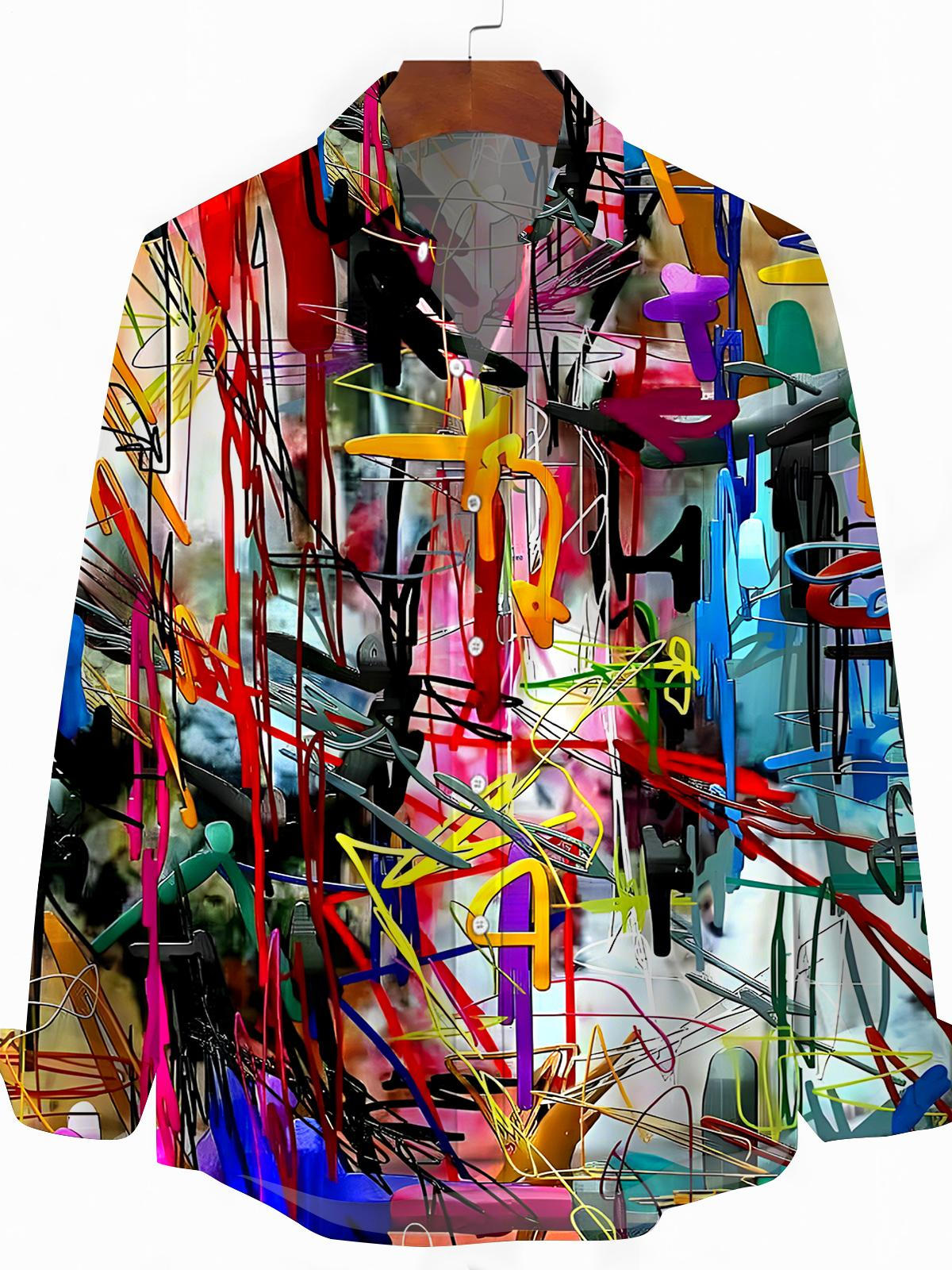 Tie Dye Men's Pocket Long Sleeve Shirts