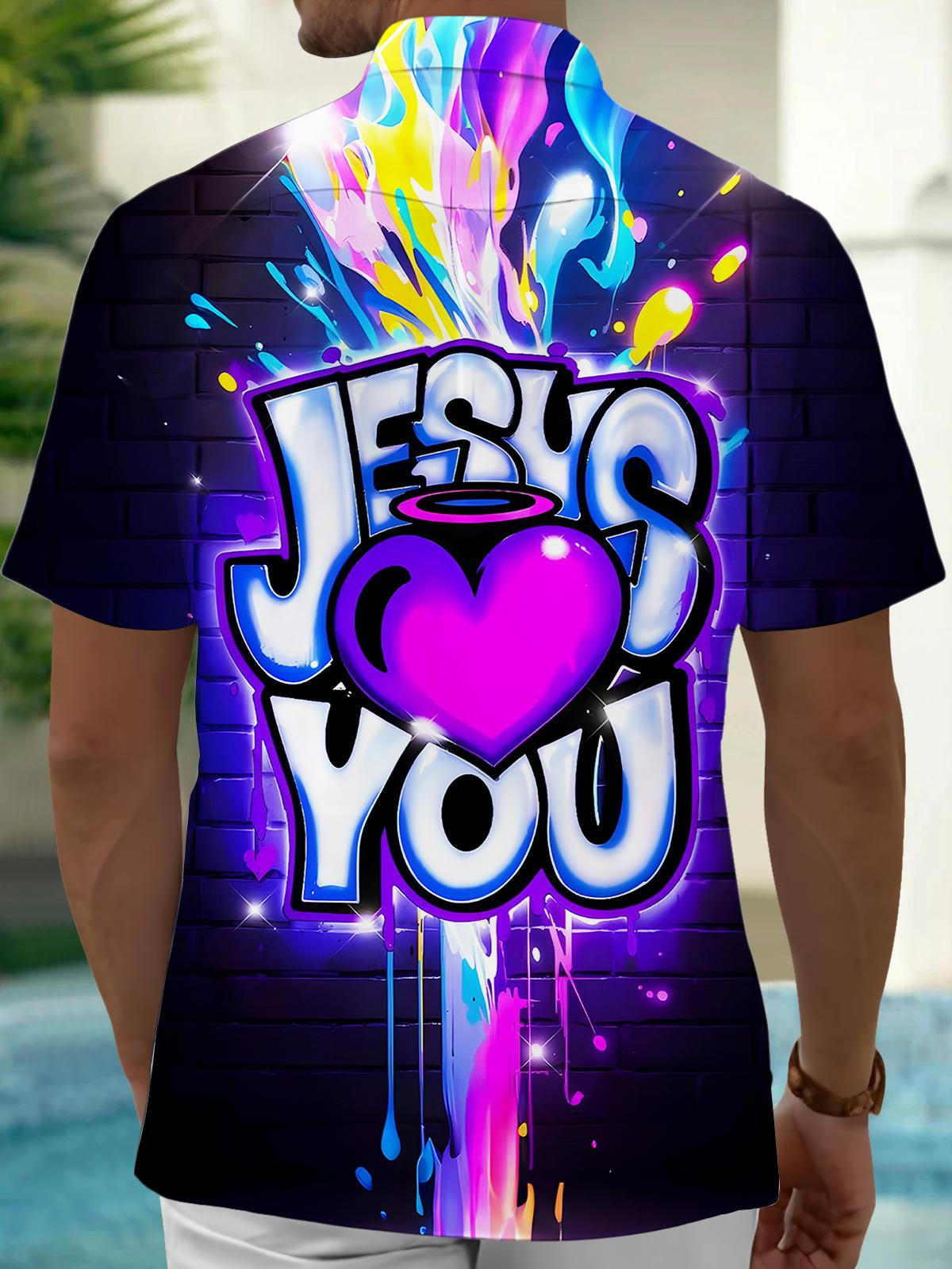 Jesus Love You Men's Pocket Short Sleeve Shirts