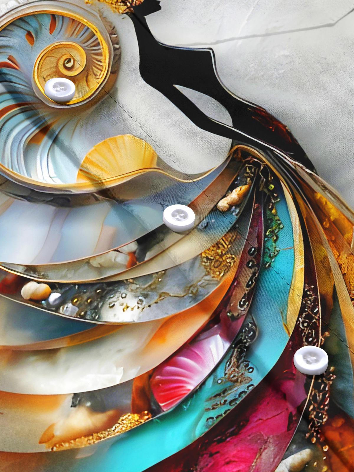 Art Shell-decorated Spiral Men's Pocket Long Sleeve Shirts