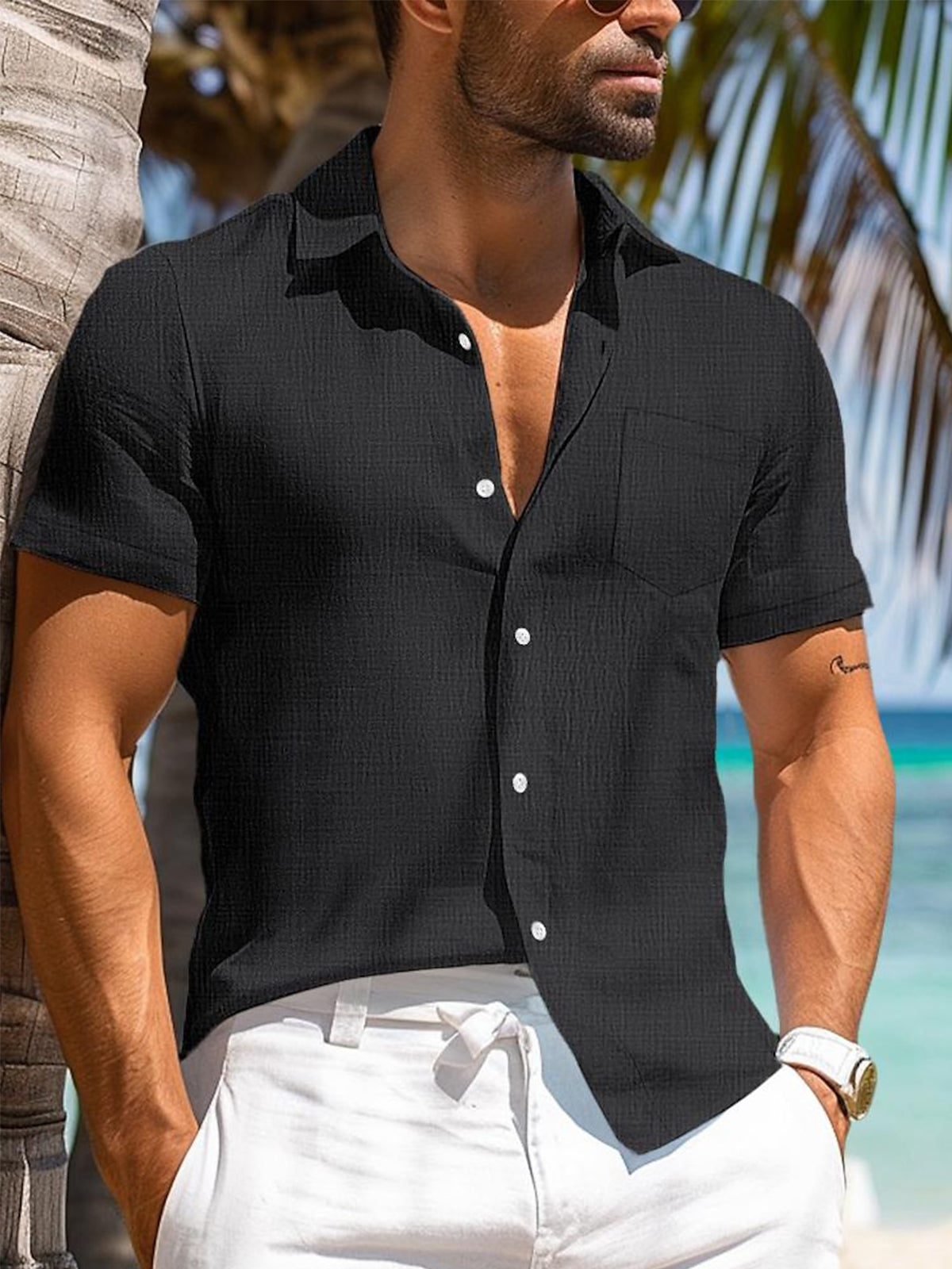 Short Sleeve Men's Shirts With Pocket