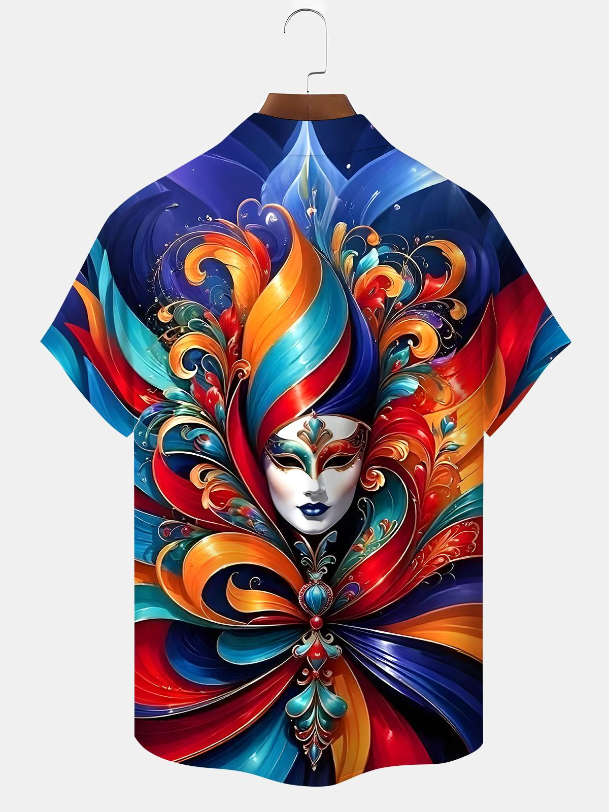 Mardi Gras Men's Pocket Short Sleeve Shirts