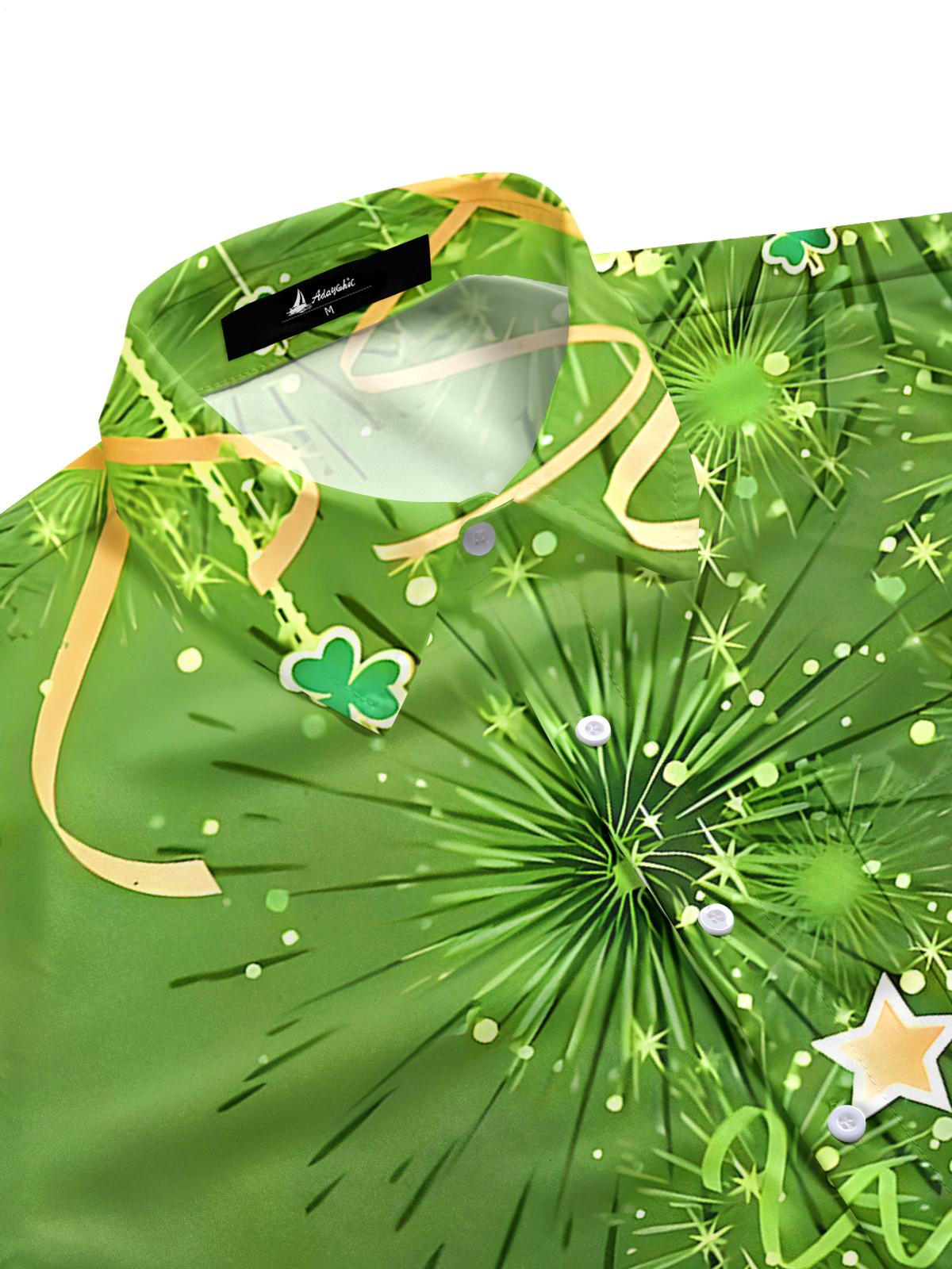 St. Patrick's Day Leaf Men's Pocket Short Sleeve Shirts