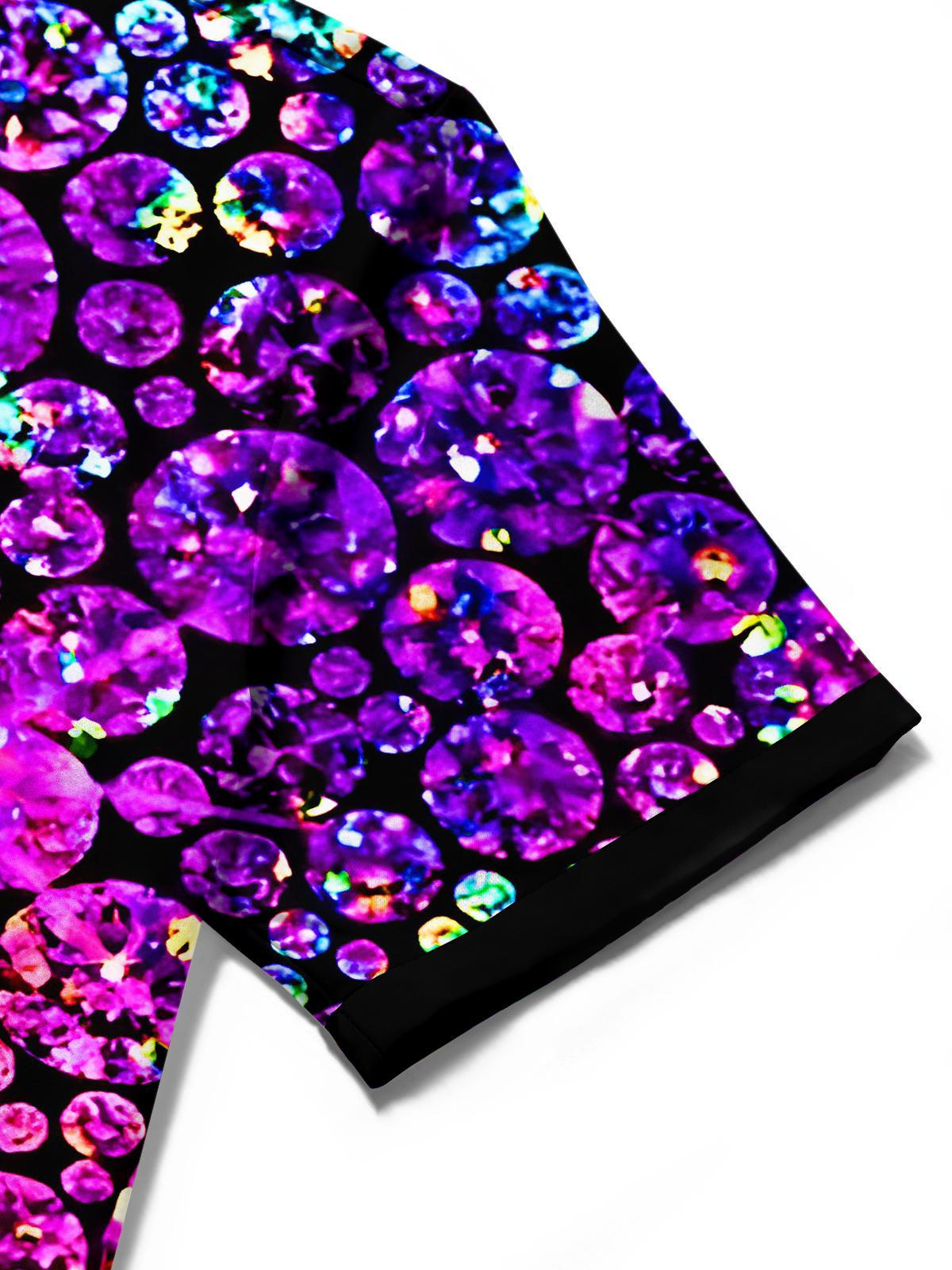 Psychedelic Iridescent Diamonds Men's Pocket Short Sleeve Shirts