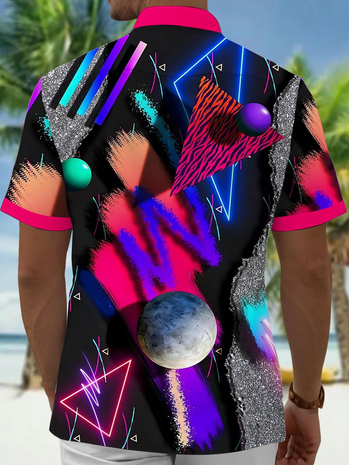 Geometric Print Men's Pocket Short Sleeve Shirts