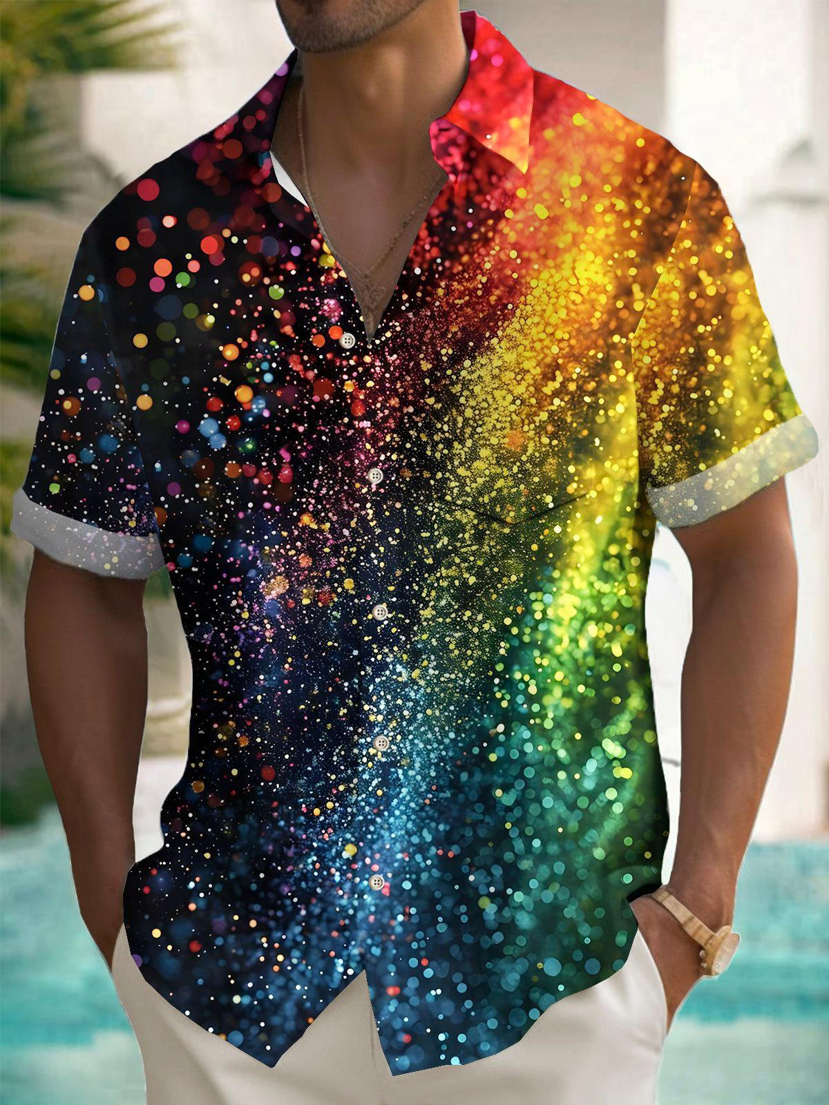 Gradient Print Men's Pocket Short Sleeve Shirts