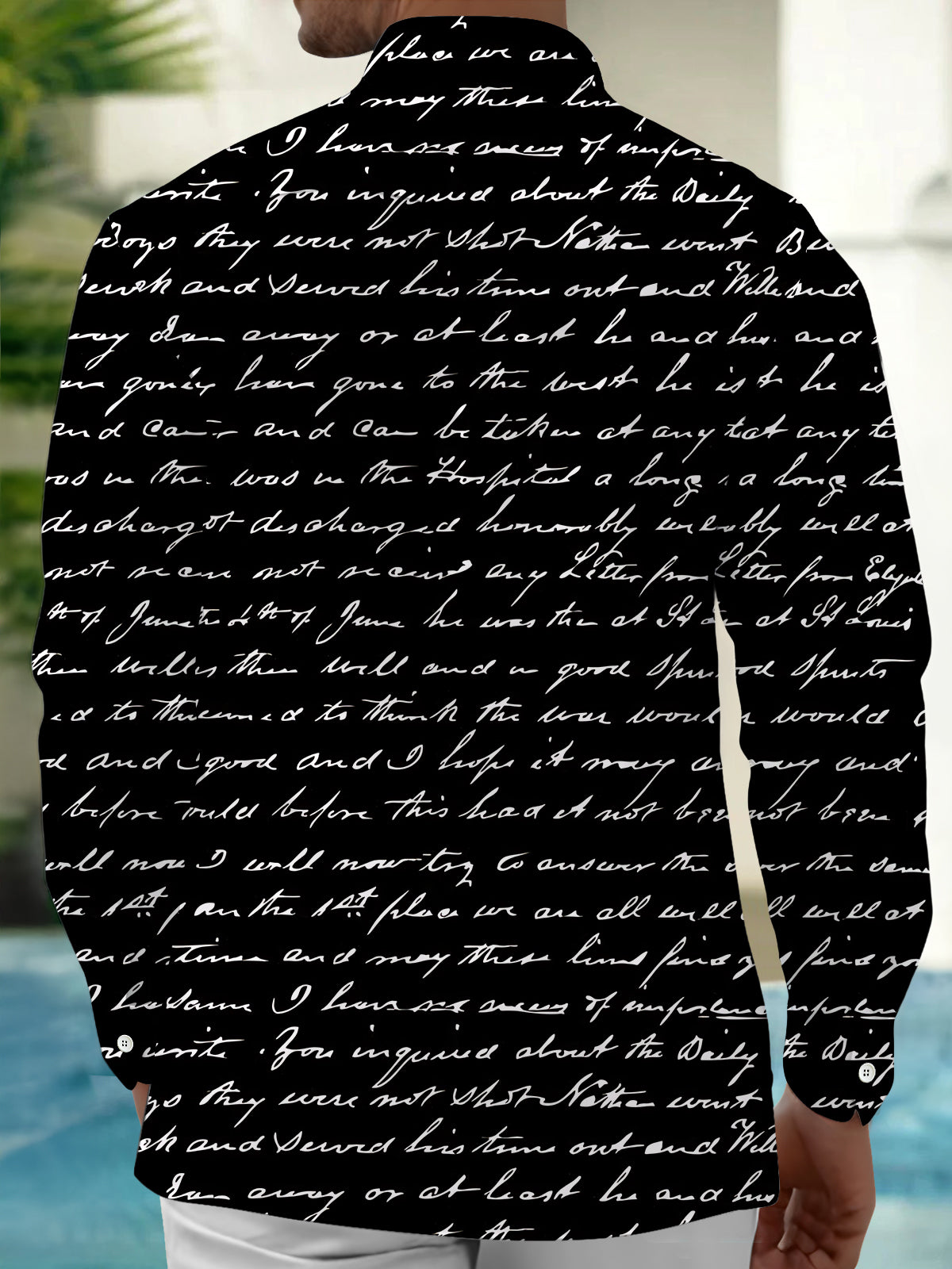 Letter Print Men's Pocket Long Sleeve Shirts