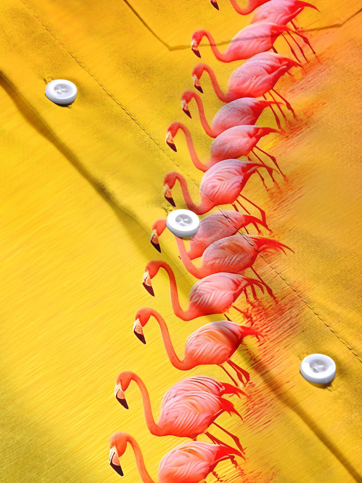 Flamingo Men's Pocket Short Sleeve Shirts