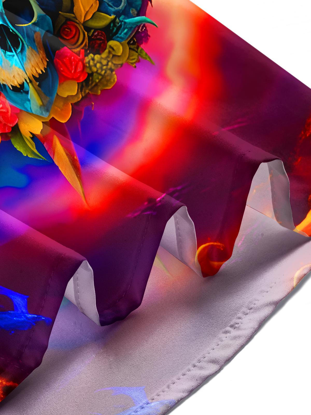 Art Dragon Head Skull Floral Halloween Men's Pocket Long Sleeve Shirts